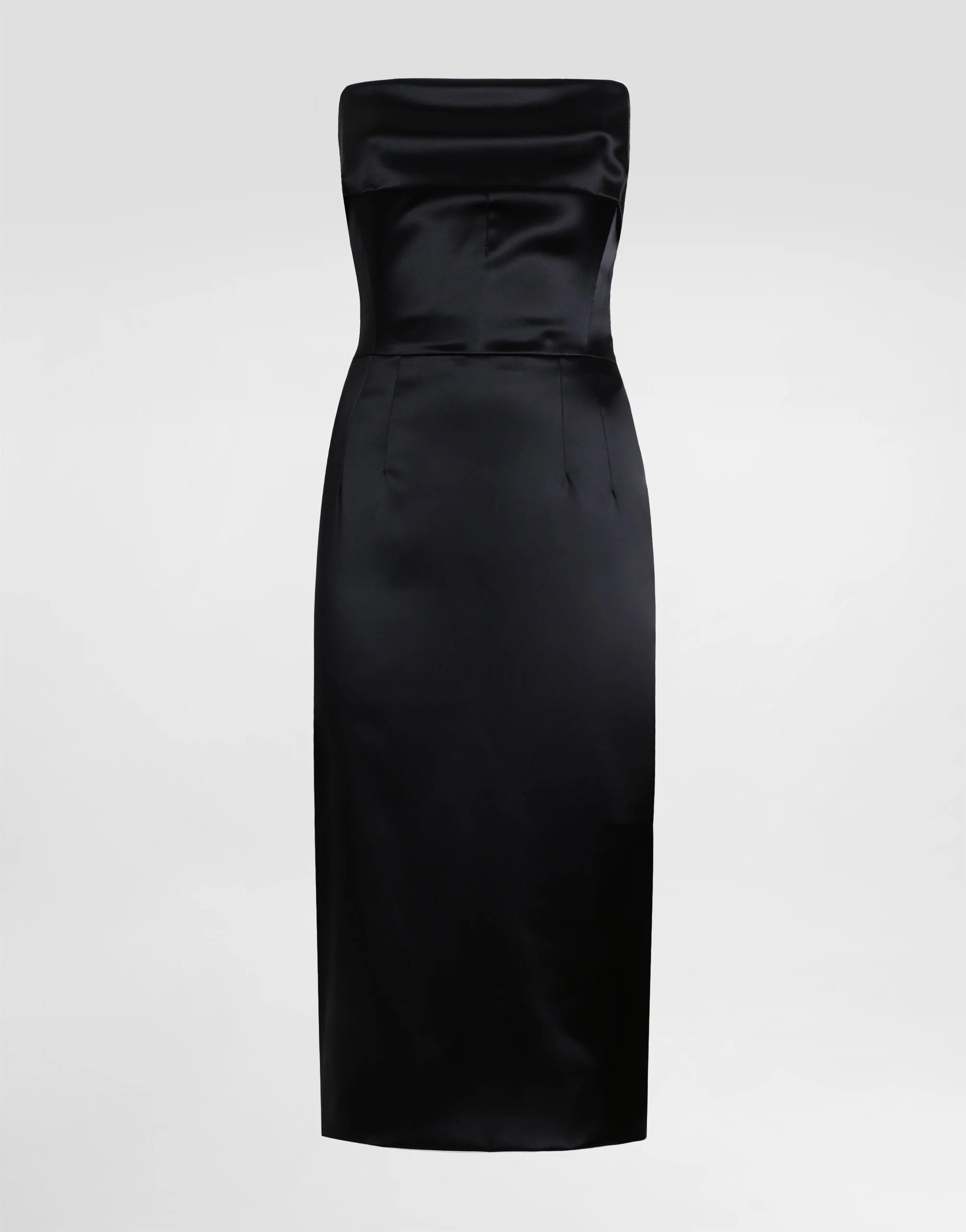 Satin calf-length corset sheath dress - 1