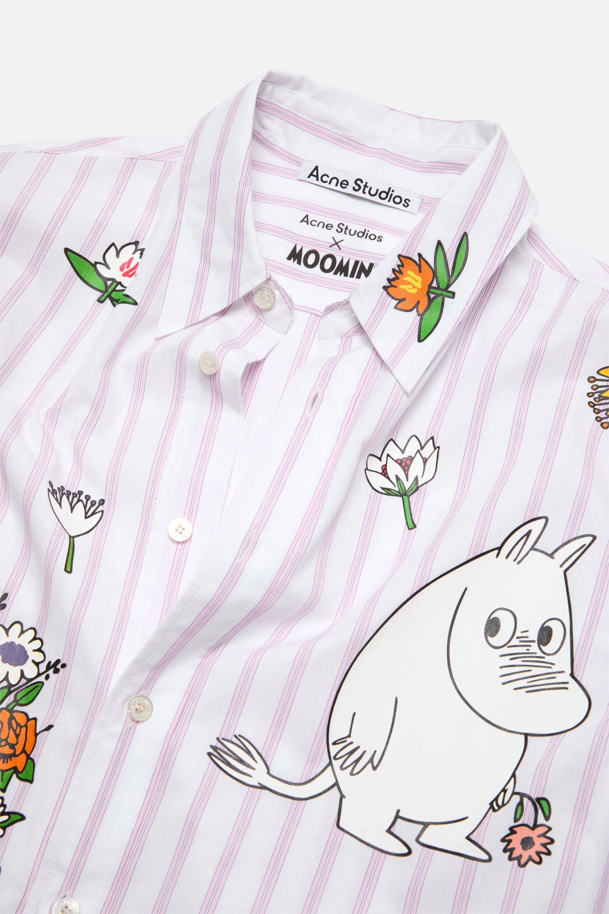 Short sleeve shirt Acne Studios x Moomin - White/Rose pink - 5