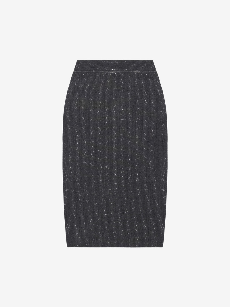 Alexander McQueen Flecked Pinstripe Slashed Zip Pencil Skirt outlook