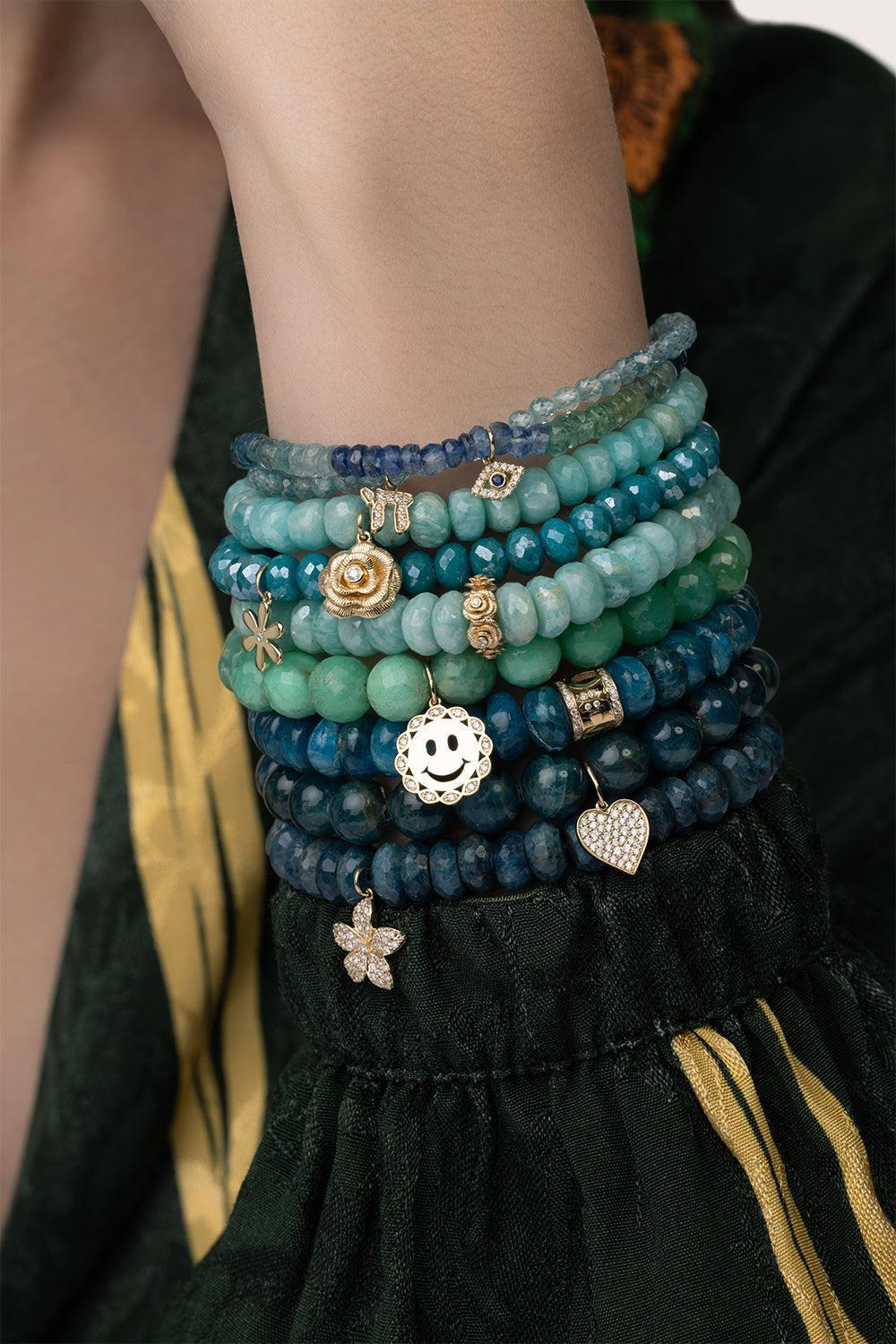 Plumeria Blue Chrysocolla Charm Bracelet - 3