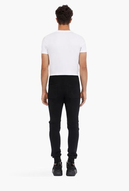 Black cotton sweatpants with embossed Balmain Paris logo - 3
