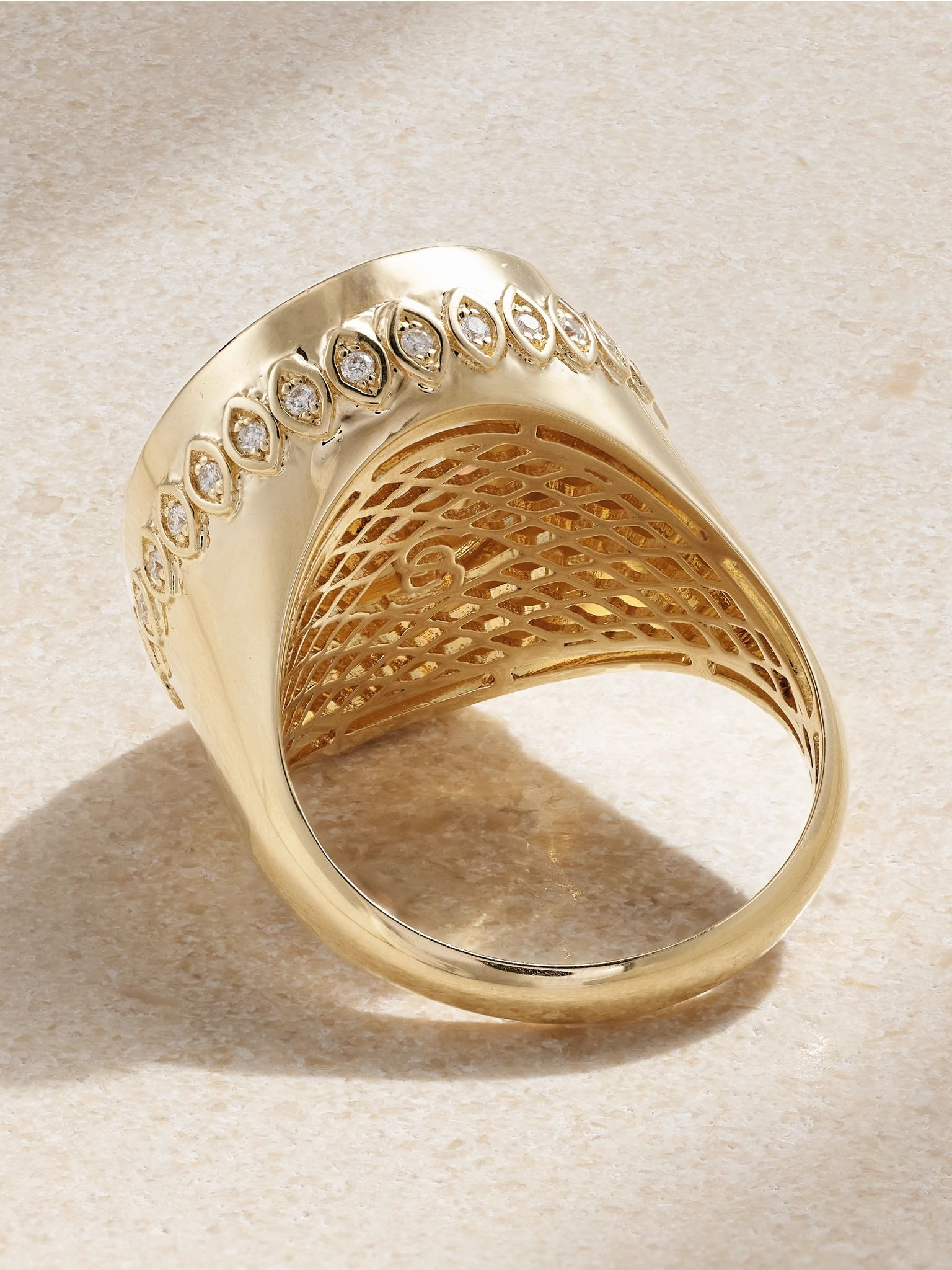 14-karat gold, opal and diamond signet ring Gold - 3