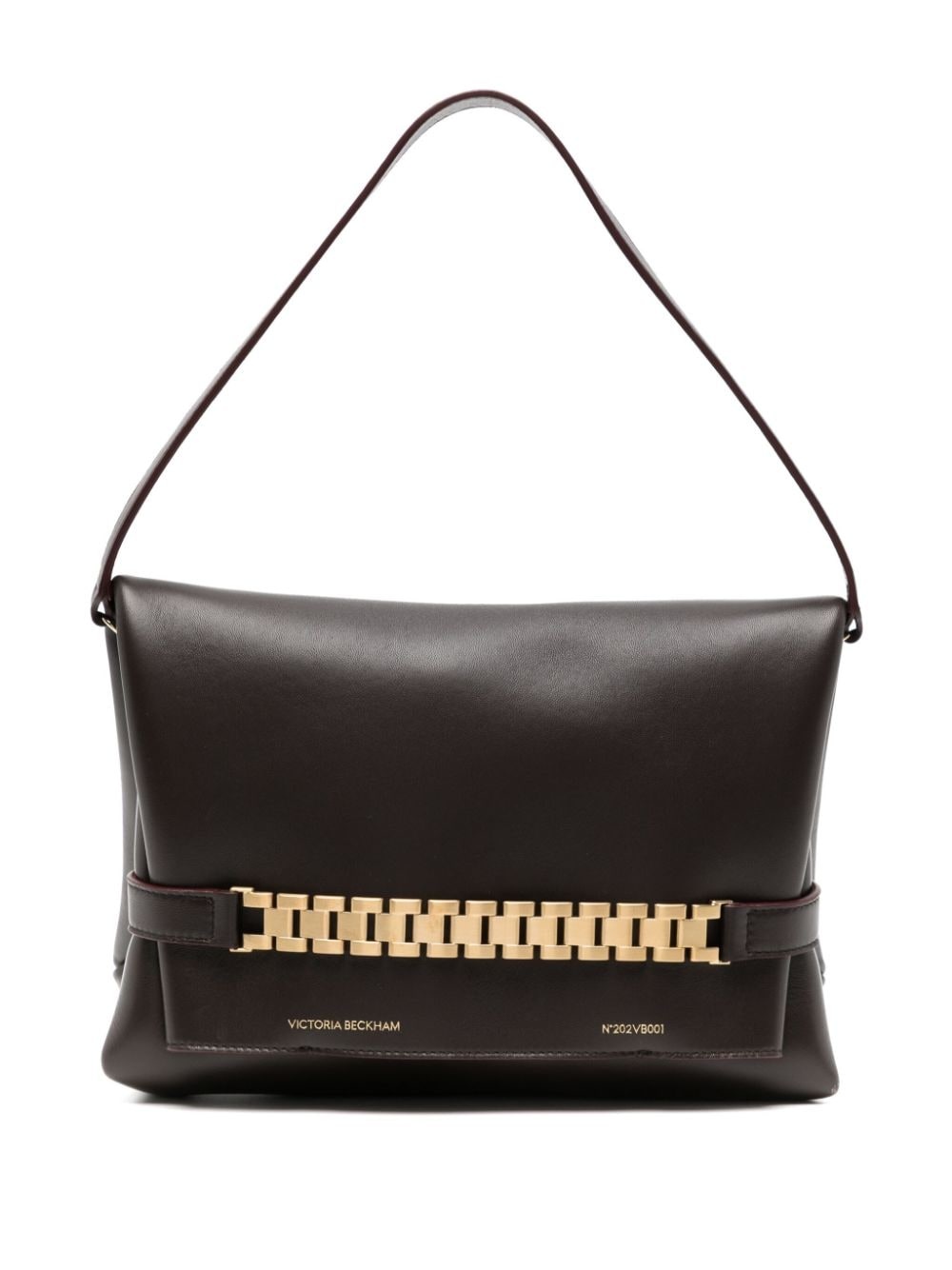 chain-embellished leather shoulder bag - 1