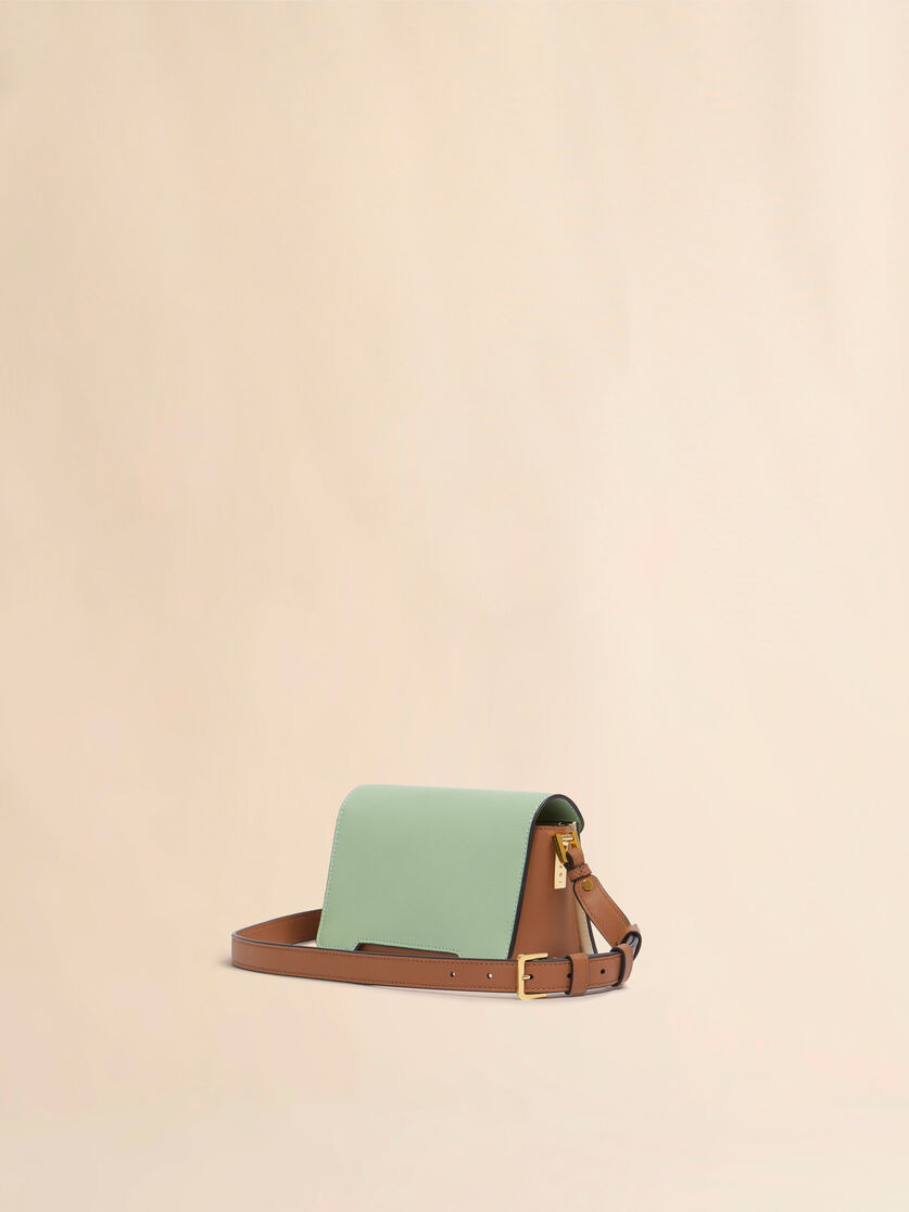 GREEN CREAM AND BROWN LEATHER TRUNKAROO MINI SHOULDER BAG - 3
