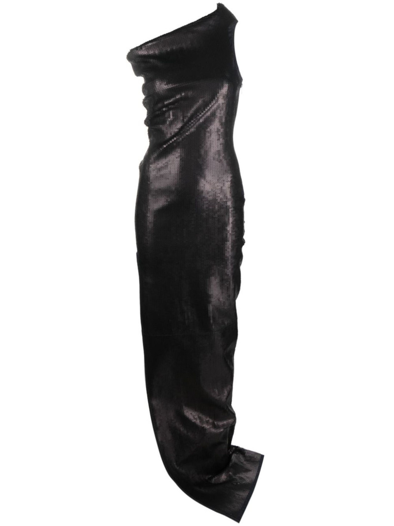 asymmetric-neck sequinned maxi dress 1