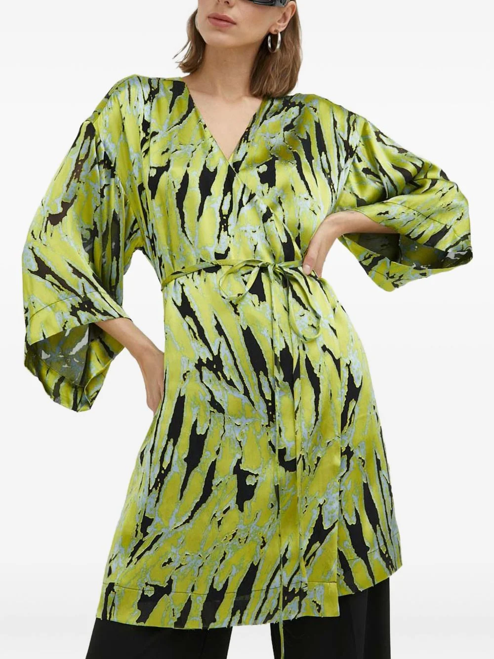 tie-waist printed dress - 1