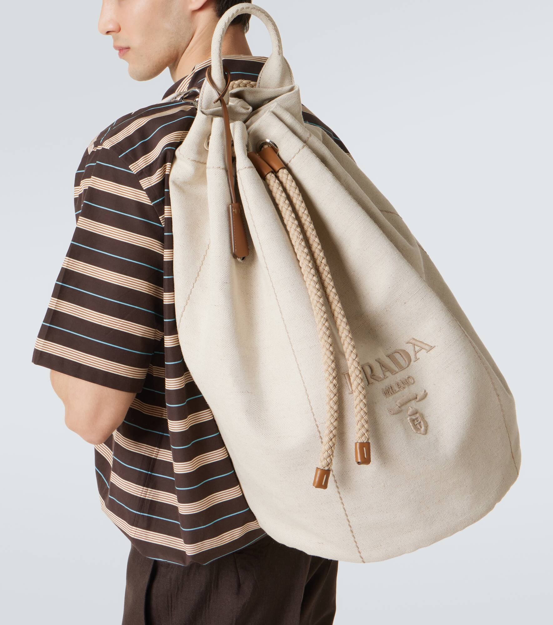 Embroidered canvas bucket bag - 3