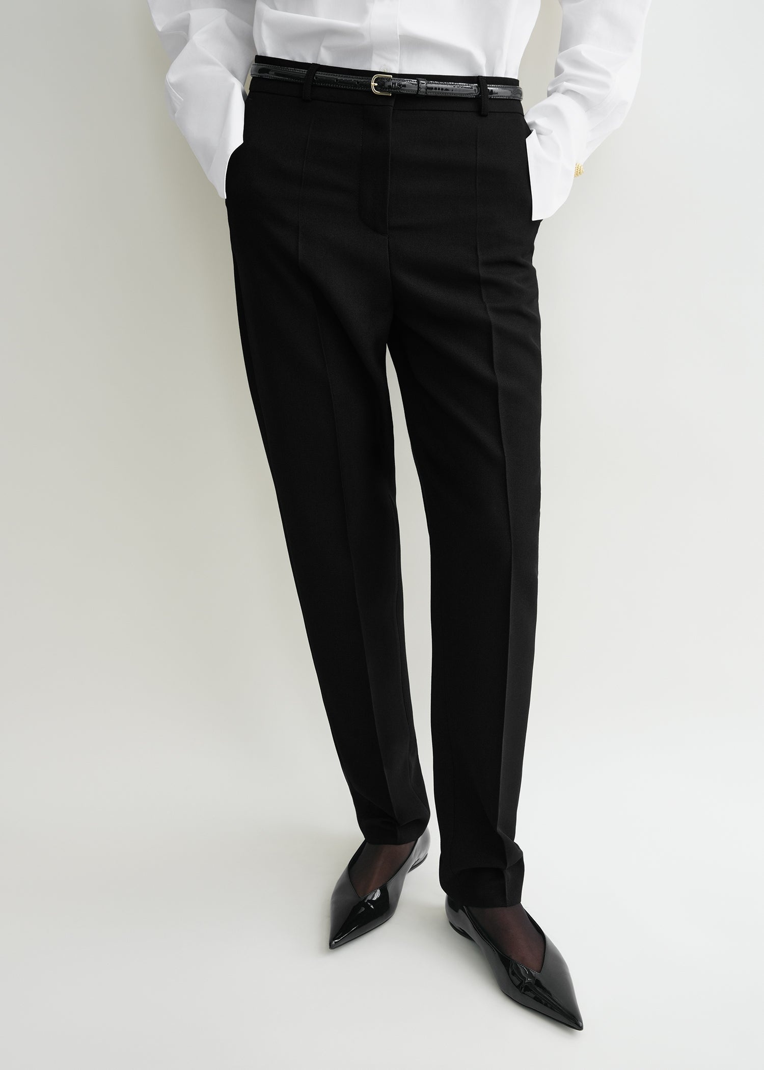 Low-waist tailored trousers black - 5