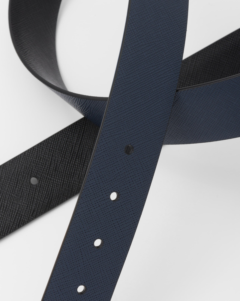 Reversible Saffiano leather belt strap 4