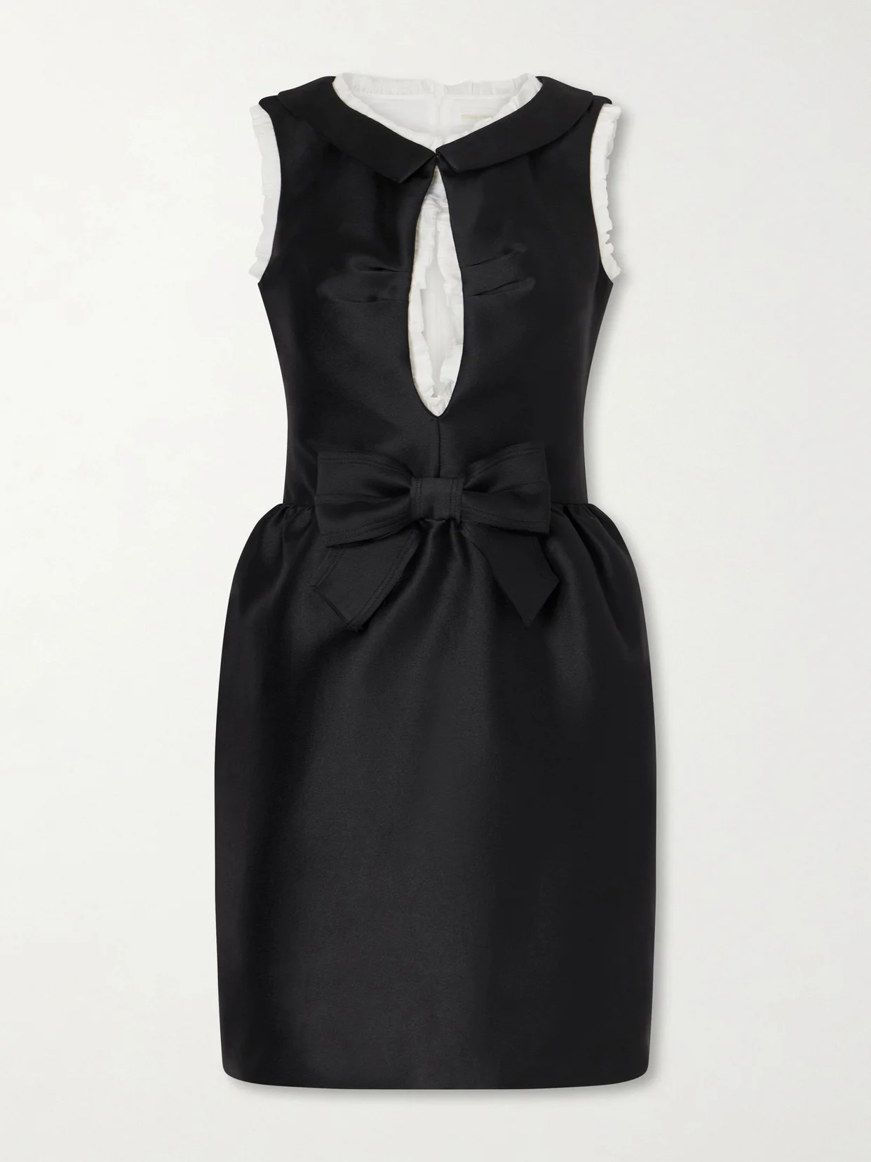 Bow-detailed Silk-trimmed Crepe Mini Dress - 1