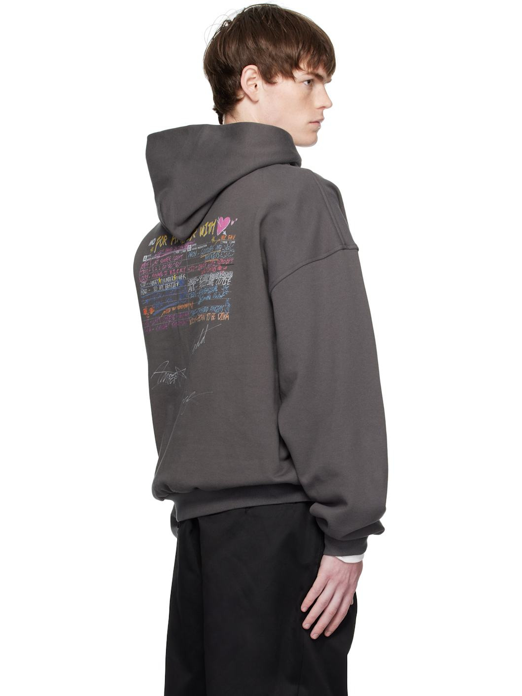 Gray Cassette Tape Print Hoodie - 3