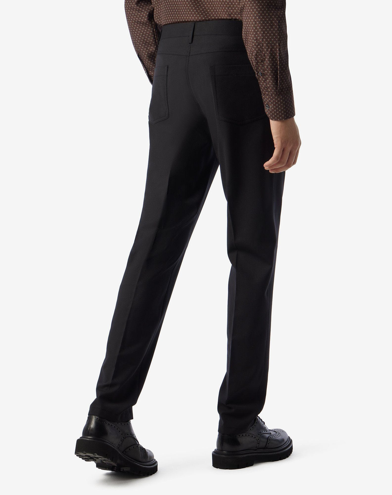Black cotton and cashmere 5-pockets trousers - 4