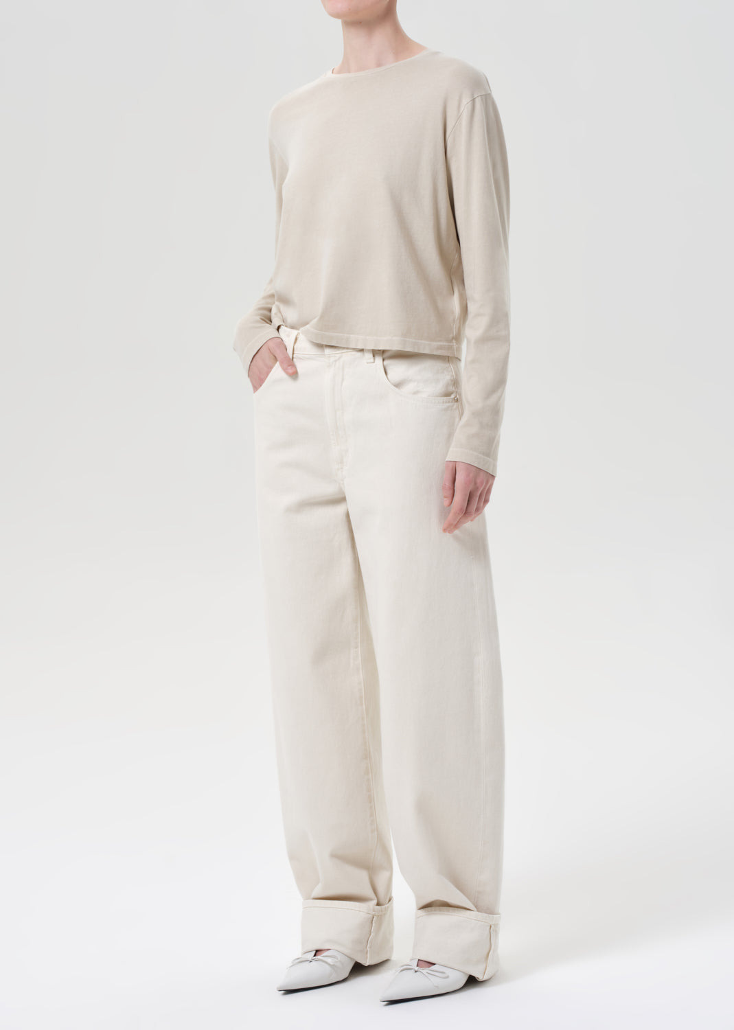 SYDNEY LONG SLEEVE TEE IN RICE GRASS - 4