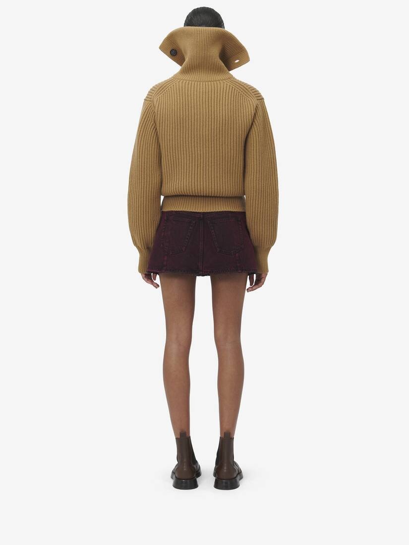 Funnel Neck Buttoned Neck Jumper - 6