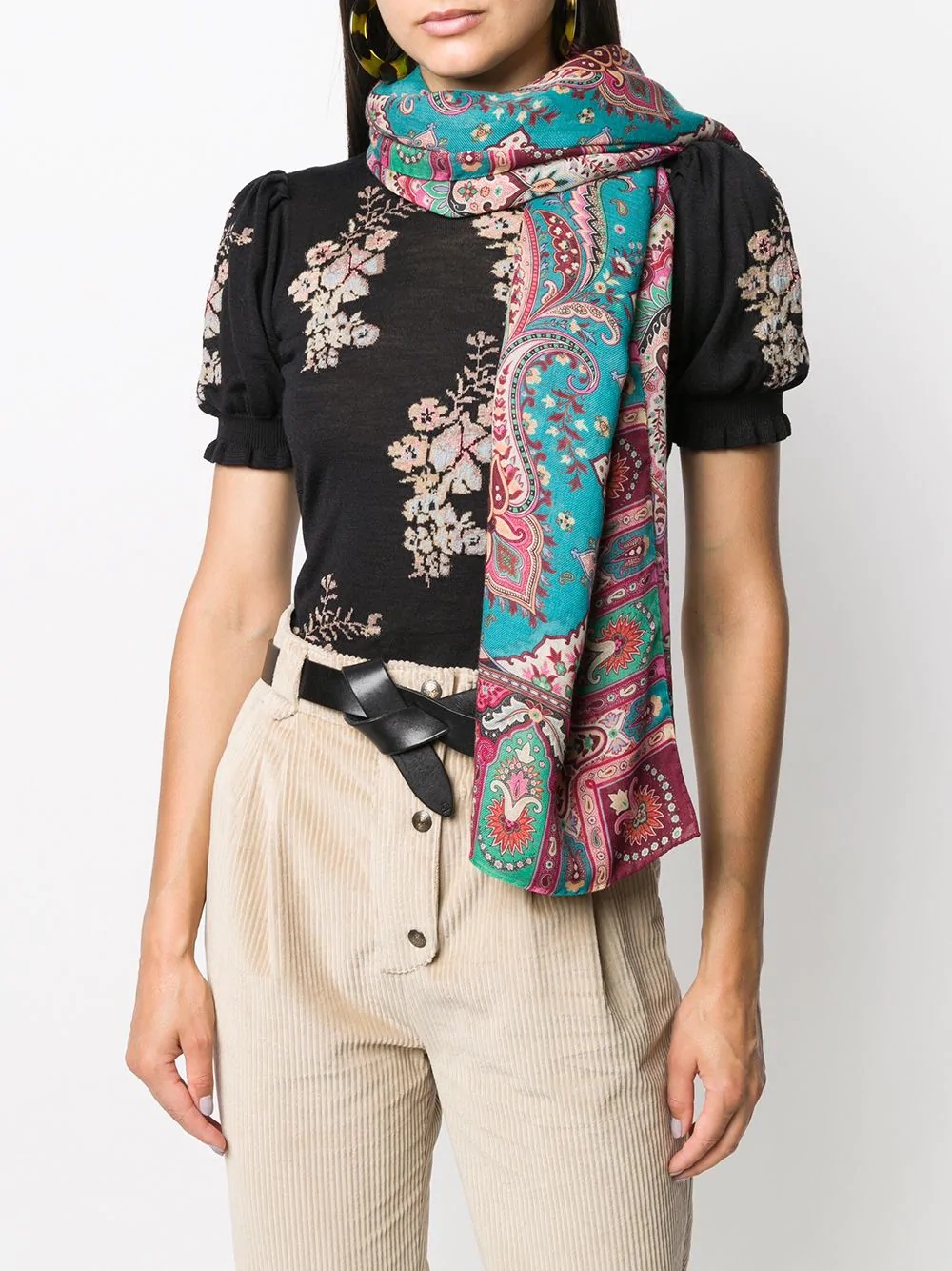 paisley print cashmere scarf - 2