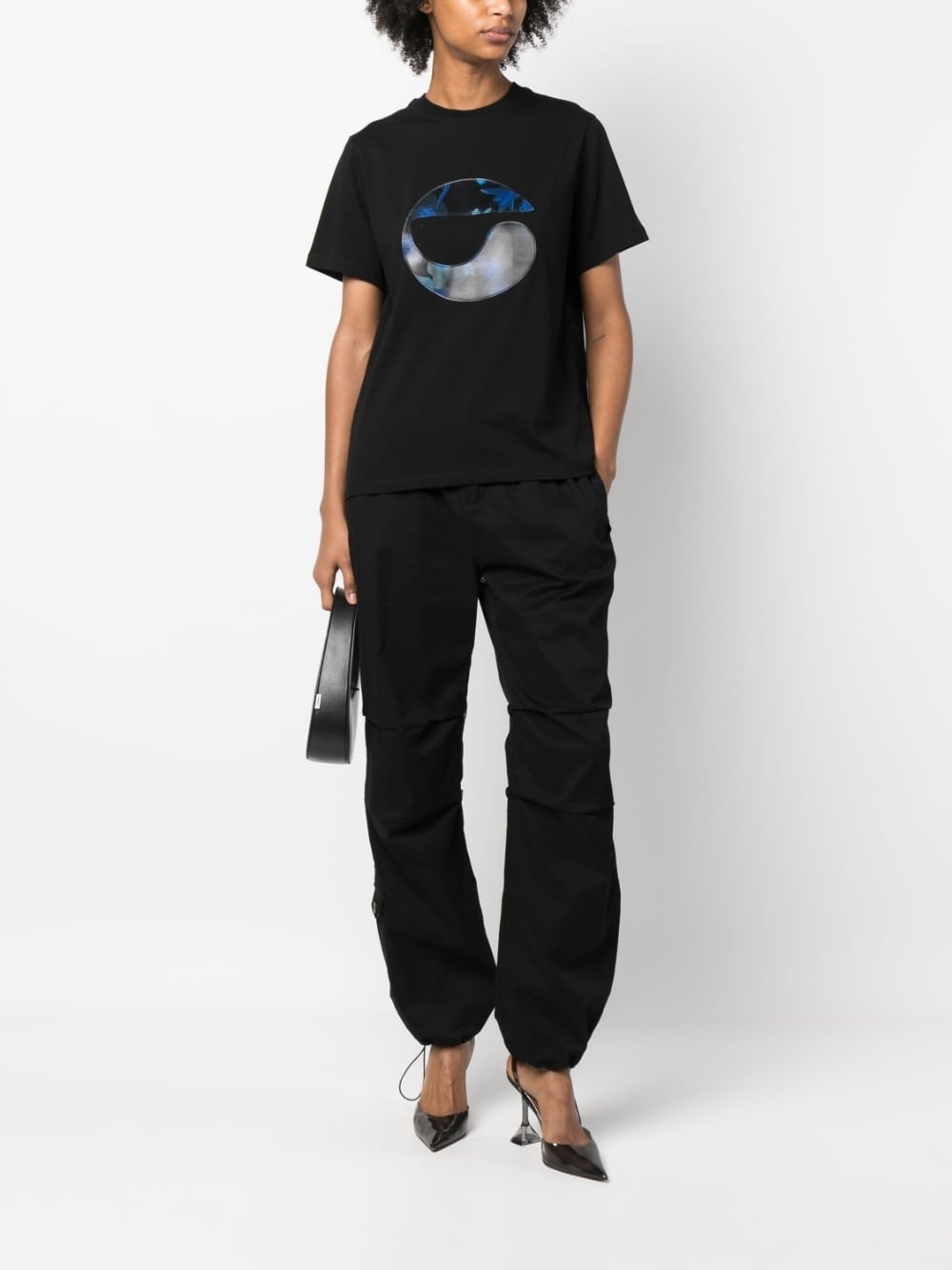 flower-print logo T-shirt - 2