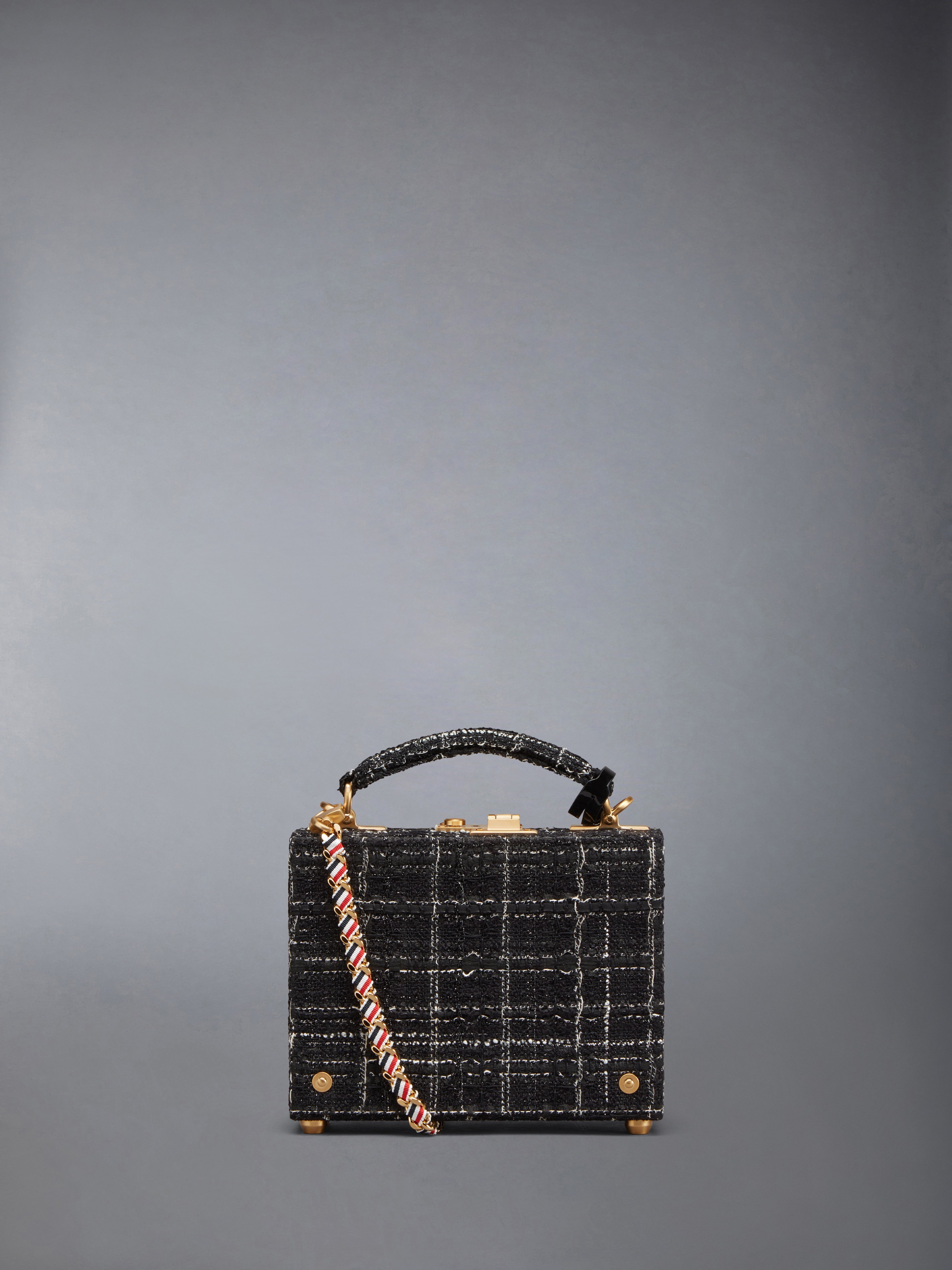 Plaid Ribbon Tweed Woven Chain Micro Attache Case - 3