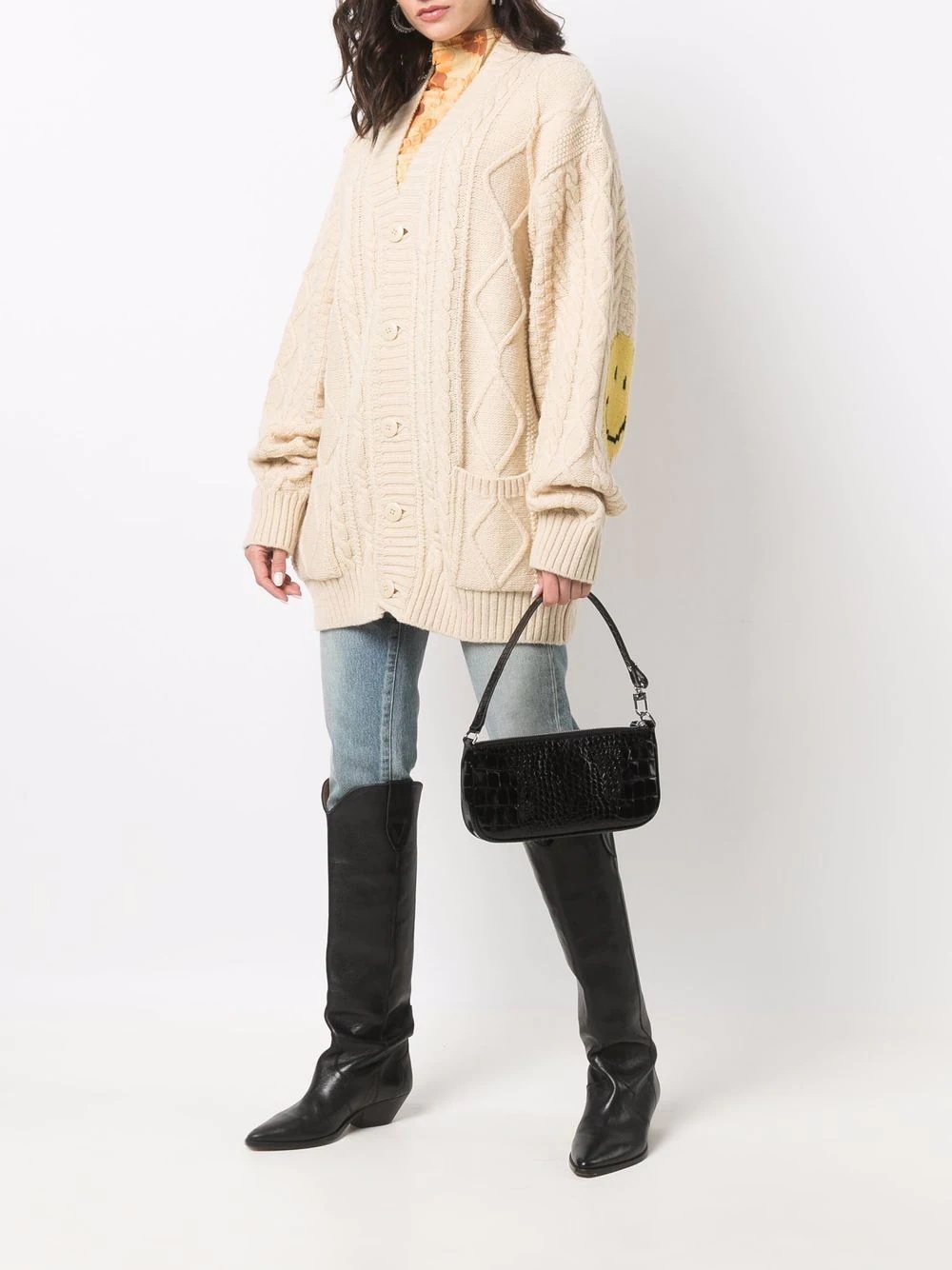 cable-knit happy-patch cardigan - 3