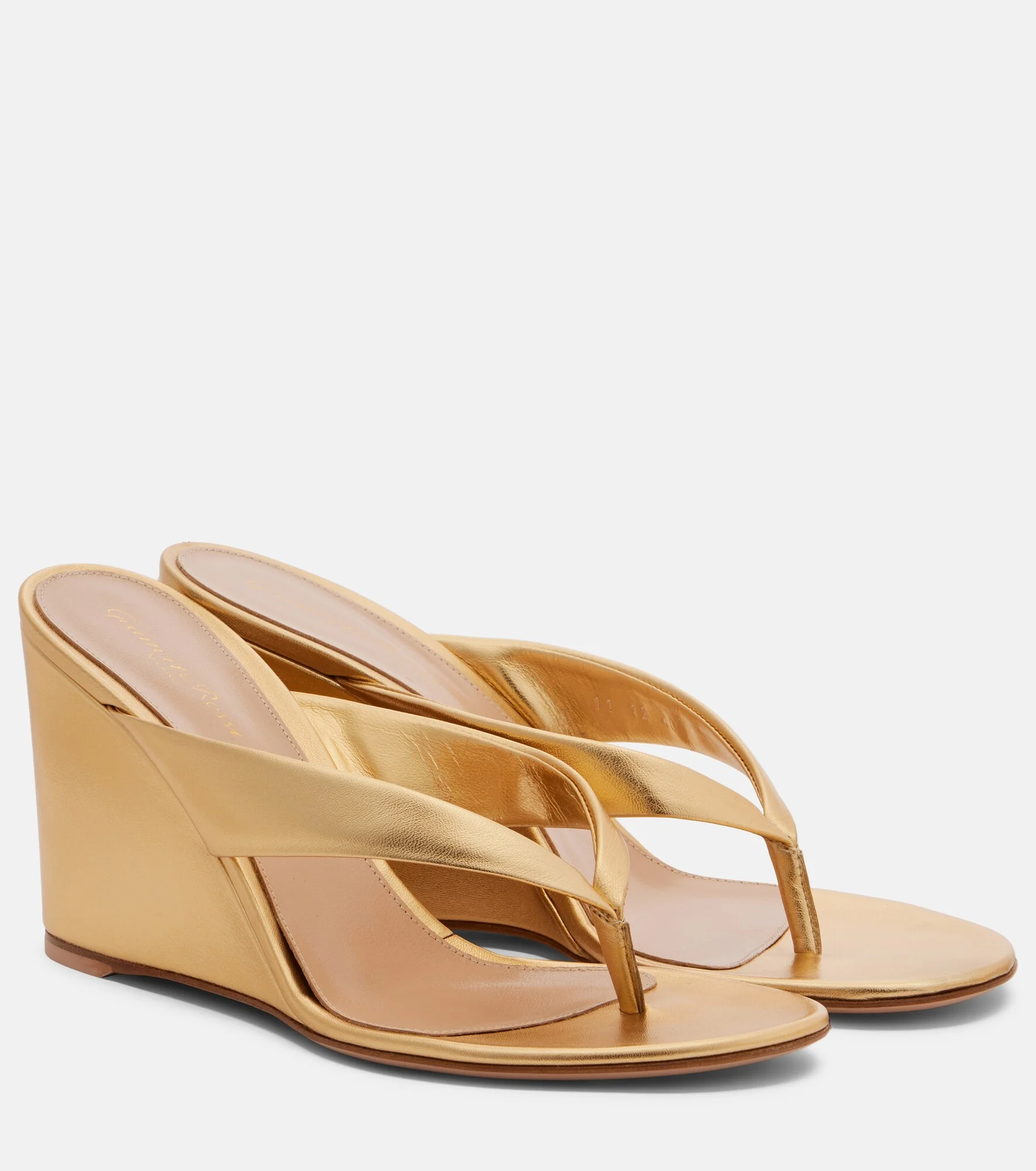 Leather wedge thong sandals - 1