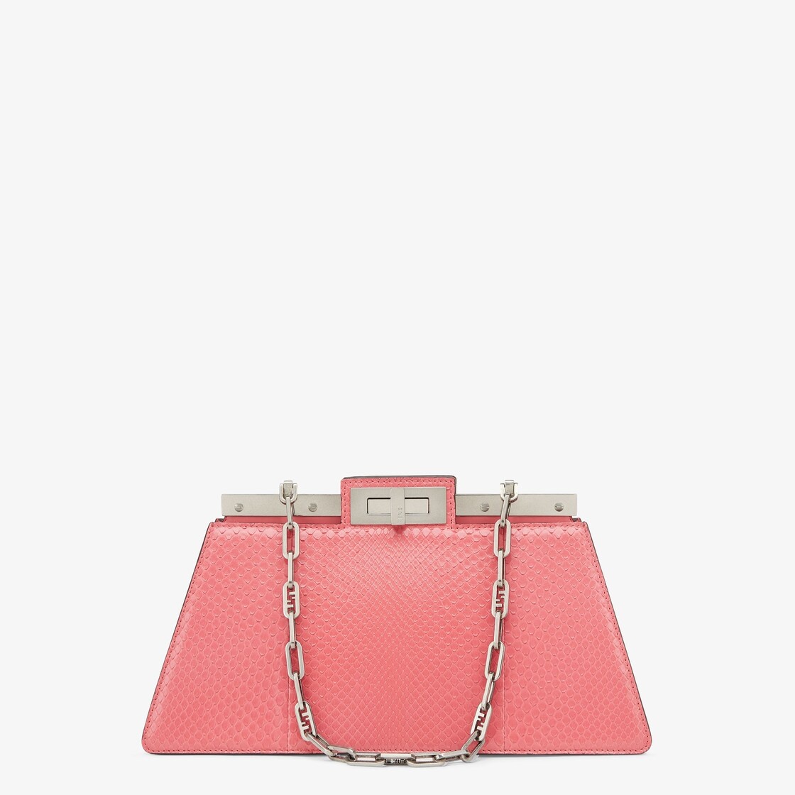 Medium iconic Peekaboo Cut bag made of luxury pink python leather. A new evolution of the Peekaboo I - 1