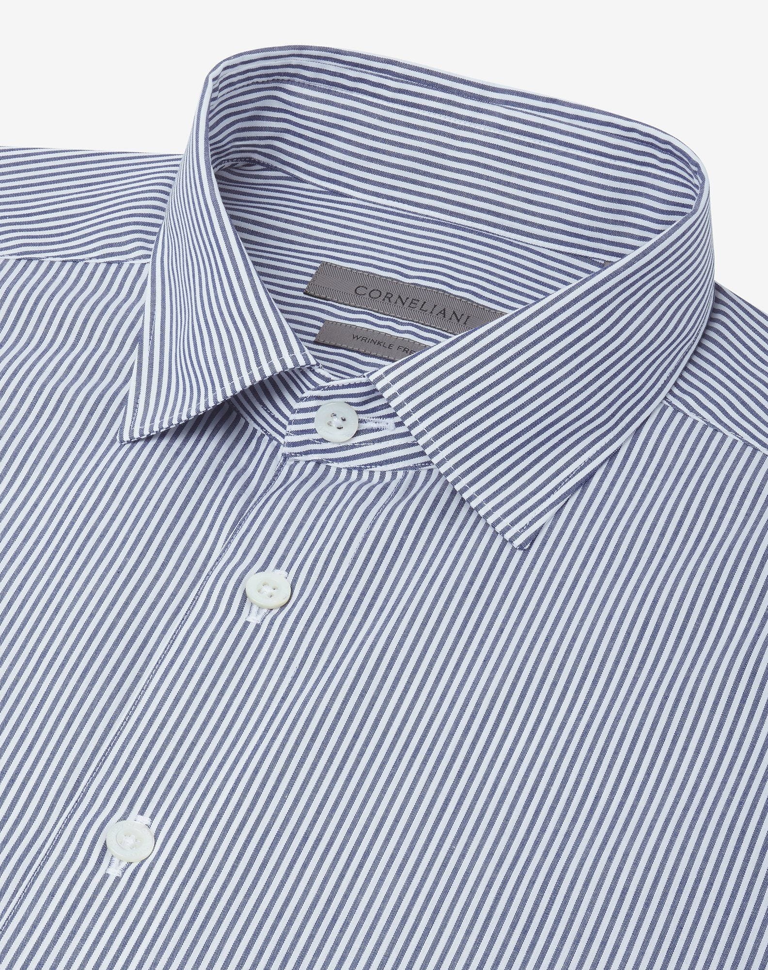 Pure cotton shirt with white/blue micro stripes - 4