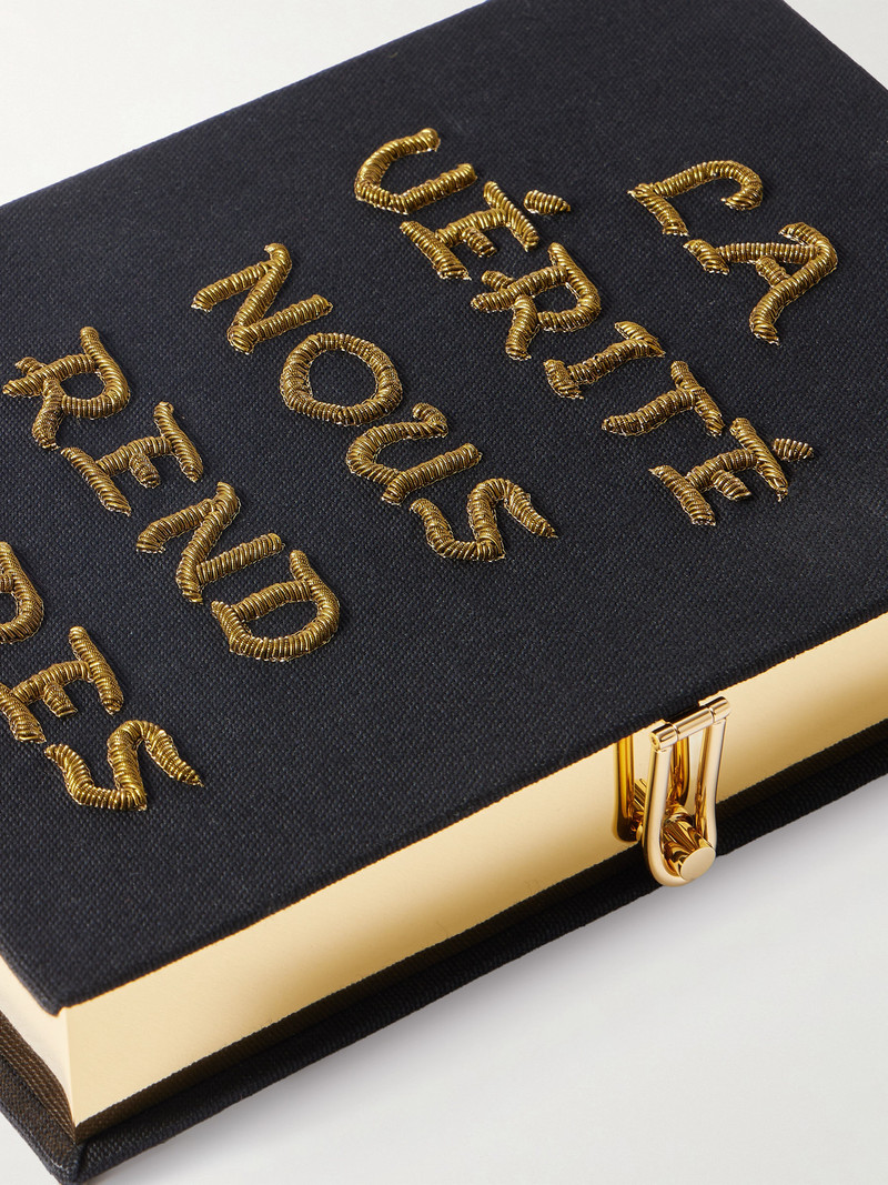 La Vérité Nous Rend Libre Embroidered Canvas Clutch 4