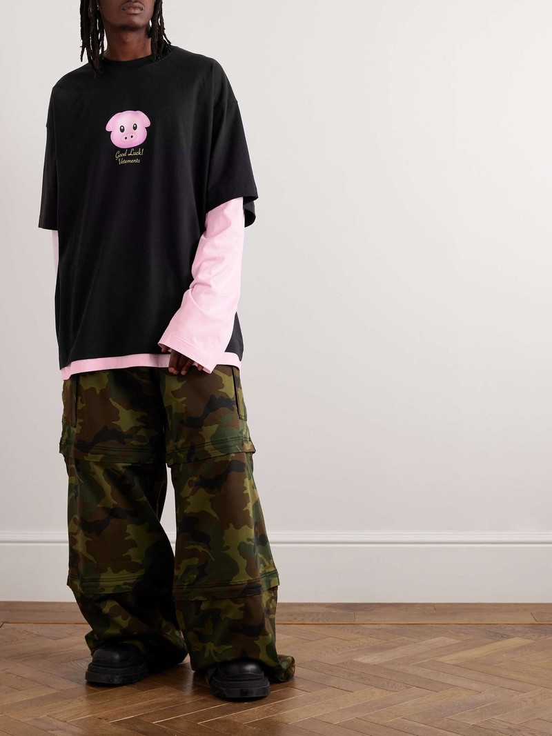 VETEMENTS Layered Printed Cotton-Jersey T-Shirt outlook