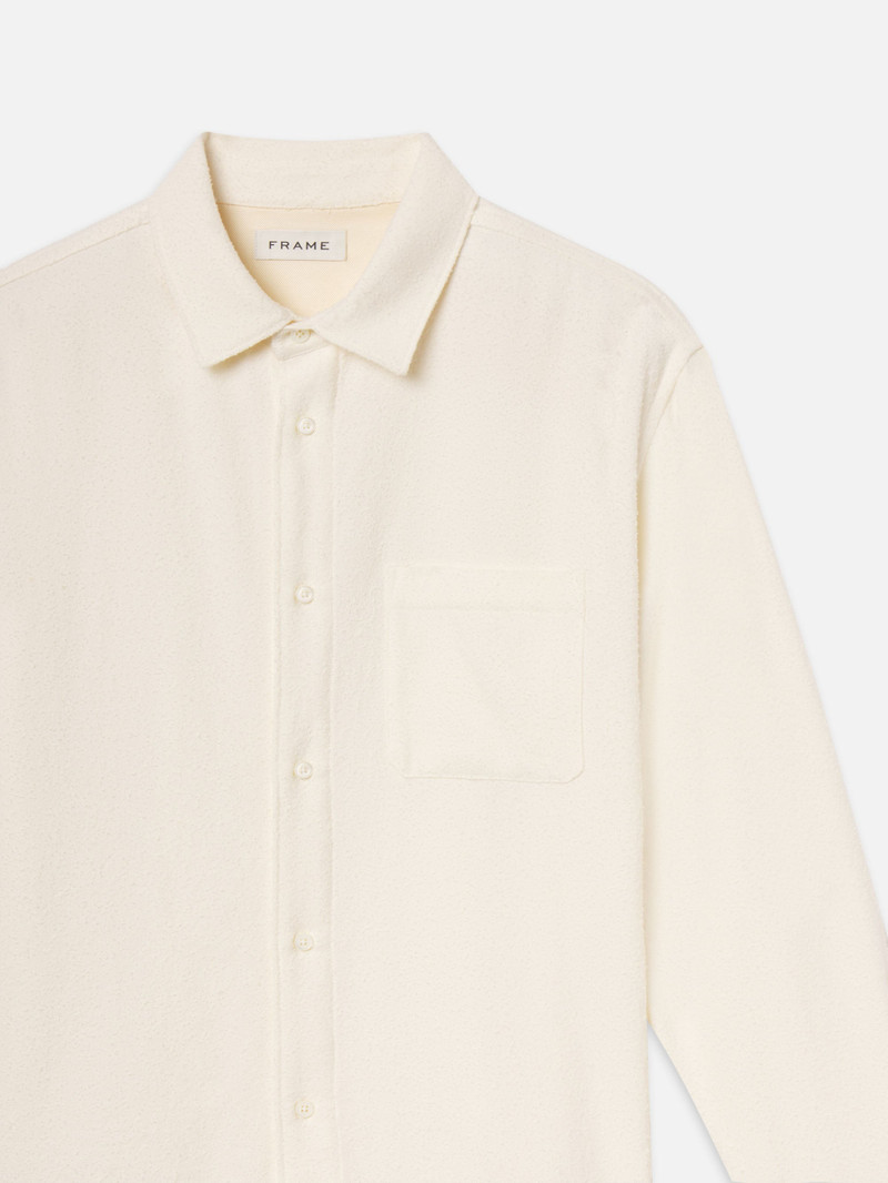 FRAME Textured L/S Shirt in White Sand outlook