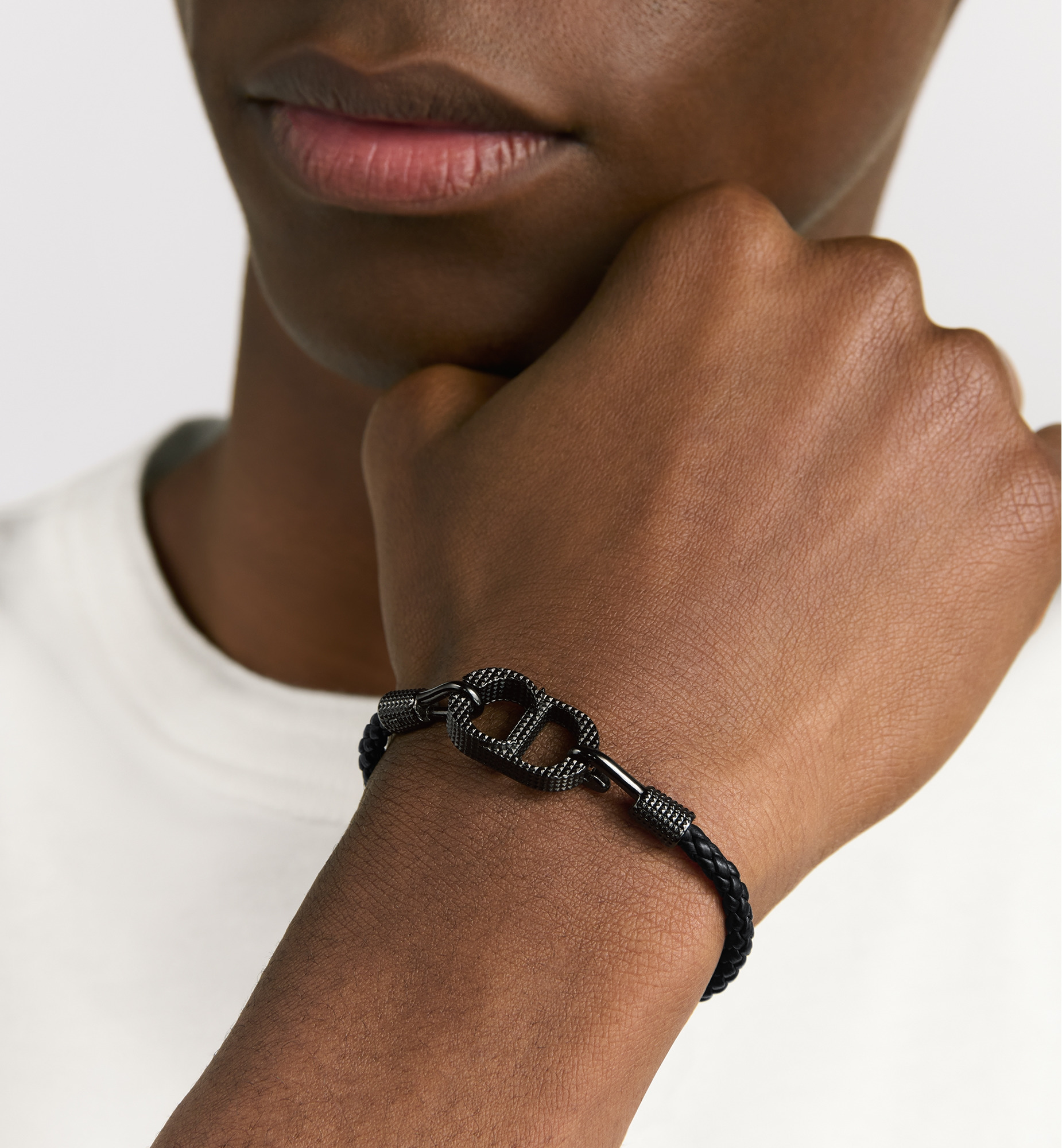 CD Icon Braided Leather Bracelet - 3