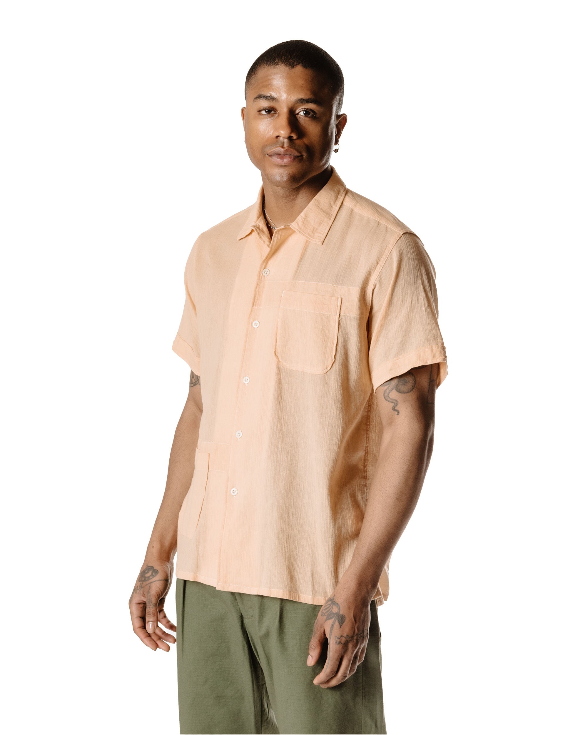 Camp Shirt Coral Cotton Crepe - 3