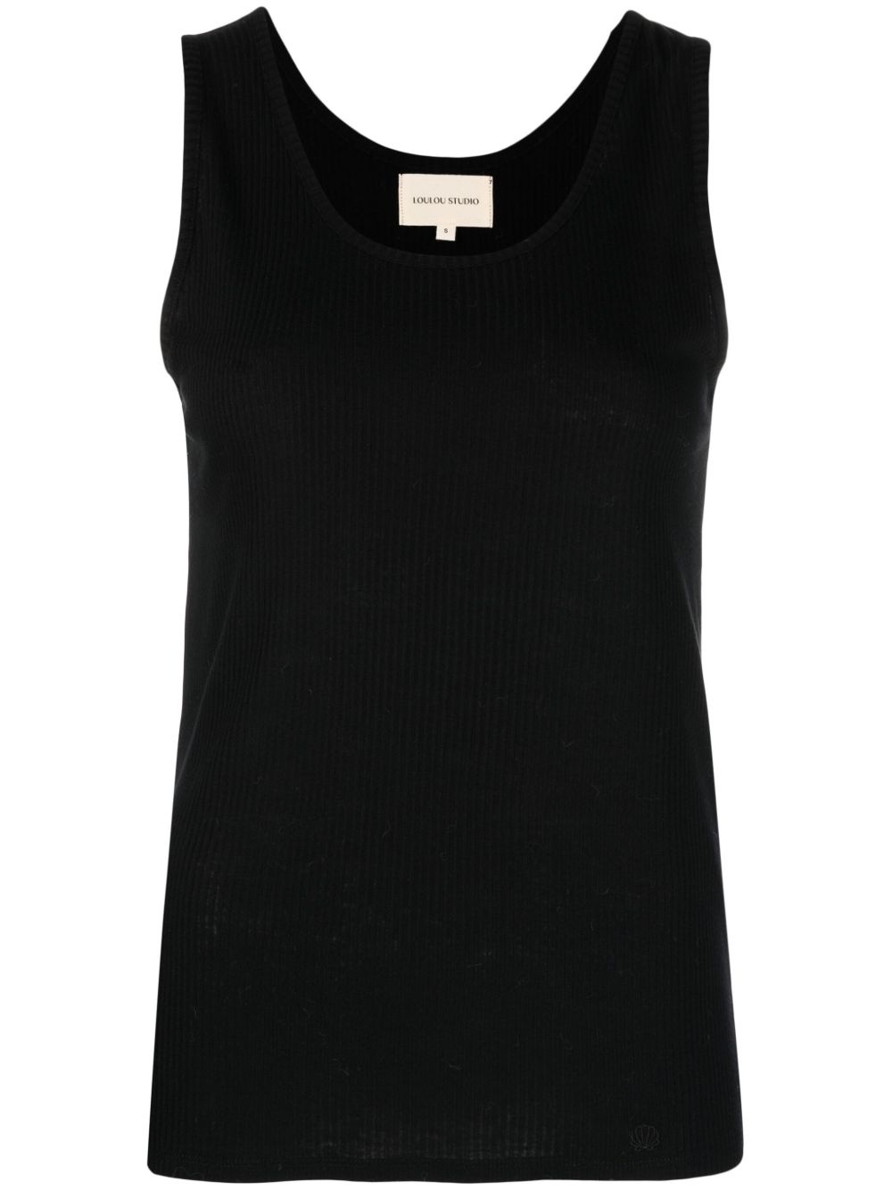 scoop-neck ribbed-knit tank top - 1