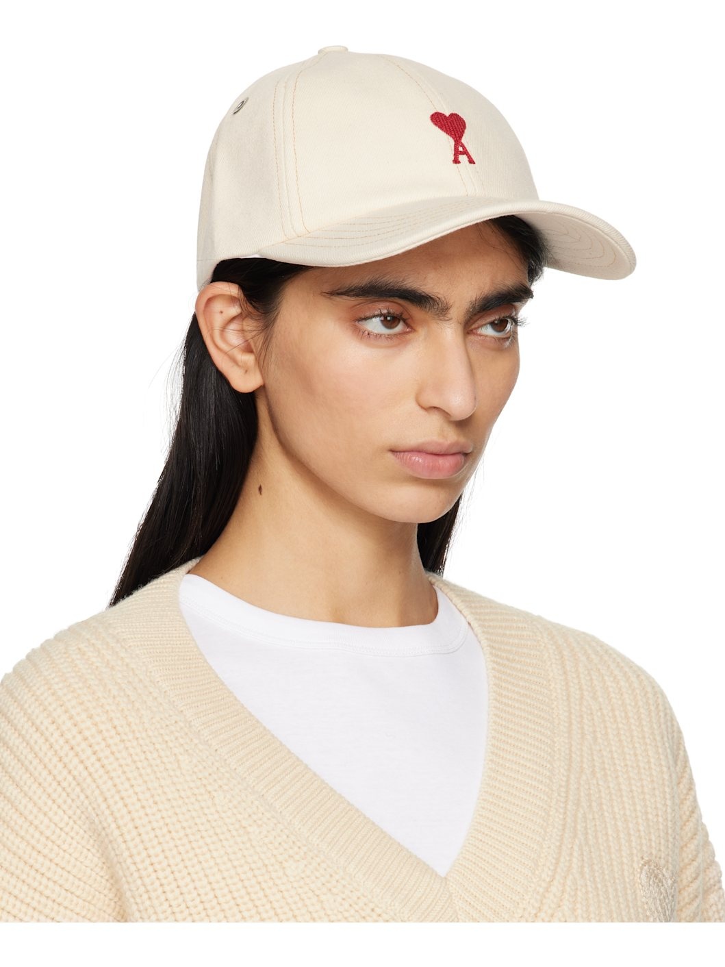 Off-White Cotton Ami de Coeur Embroidery Cap - 2