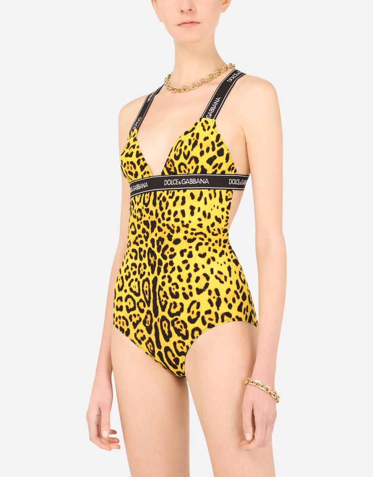 One-piece swimsuit with plunging neckline and branded elastic - 4