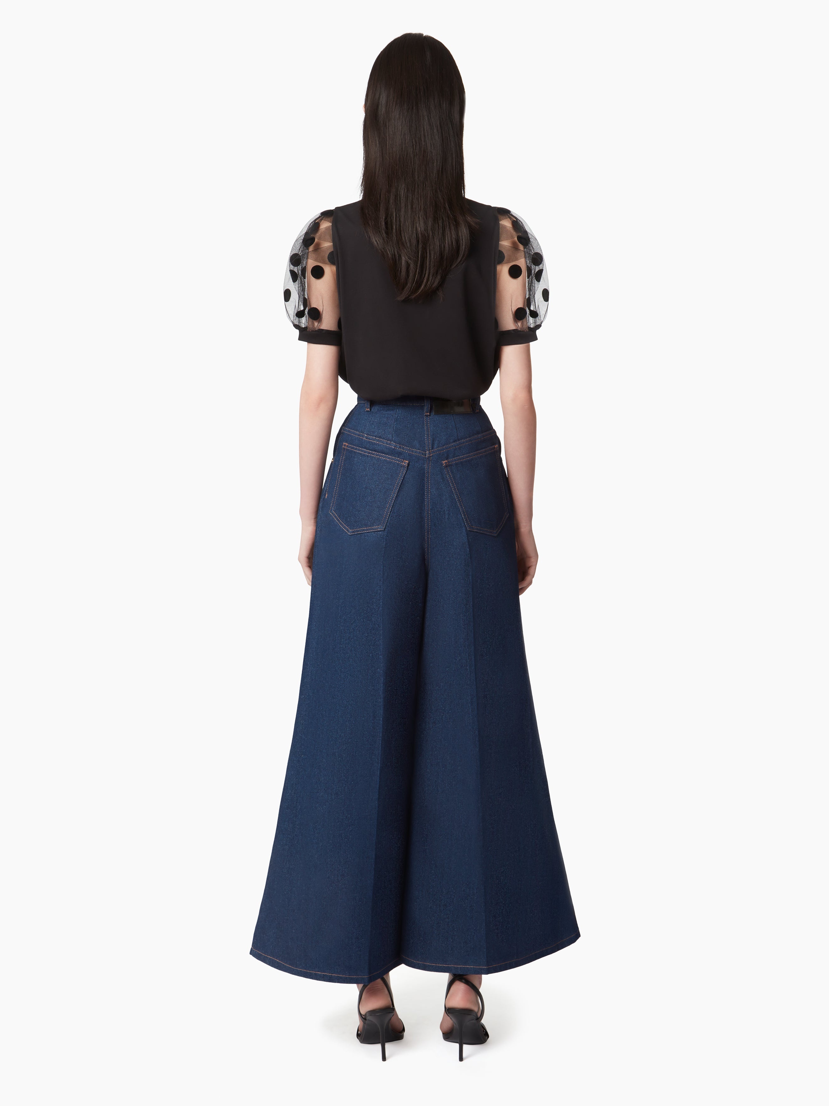 CROPPED FLARED DENIM PANTS - 4