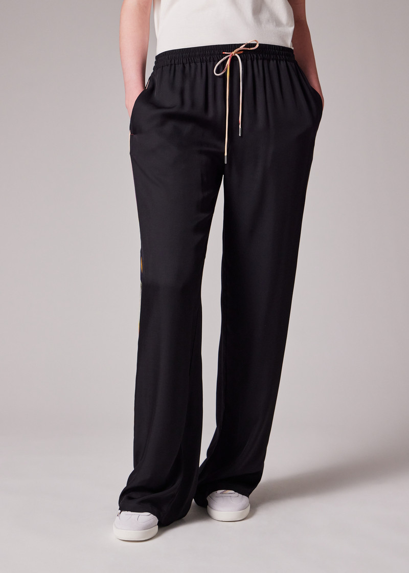 Women's Black Viscose 'Swirl' Drawstring Trousers 3