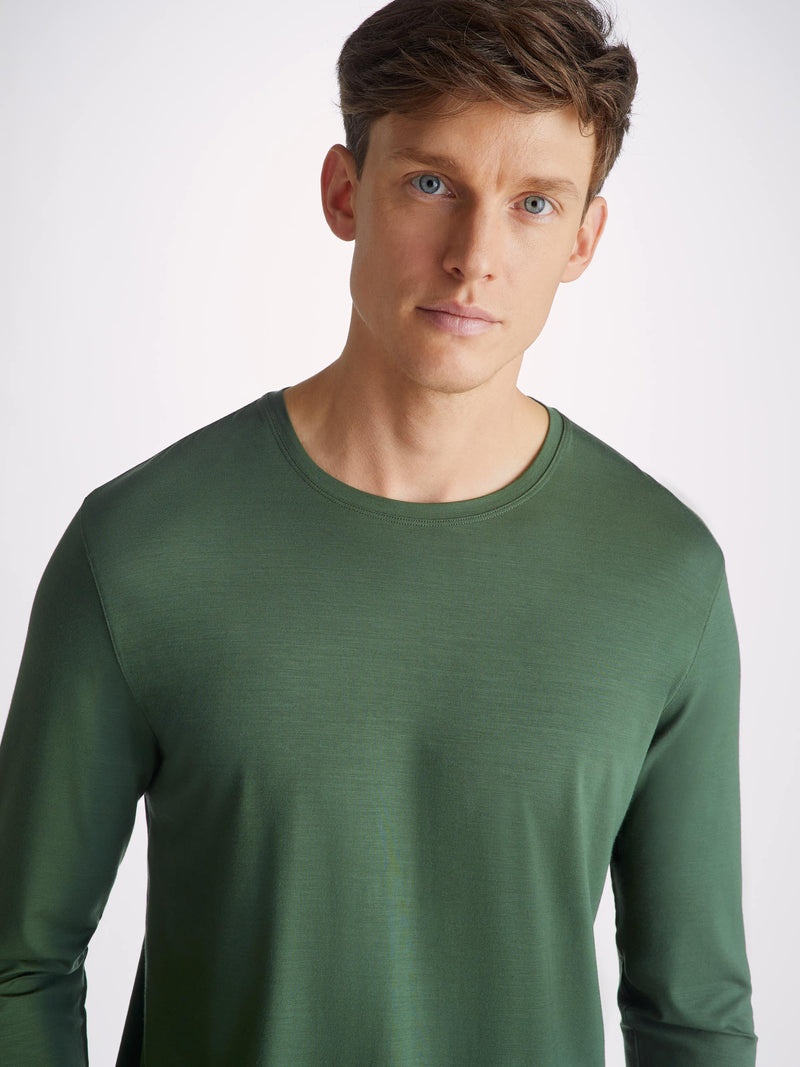 Men's Long Sleeve T-Shirt Basel Micro Modal Stretch Hunter Green - 5