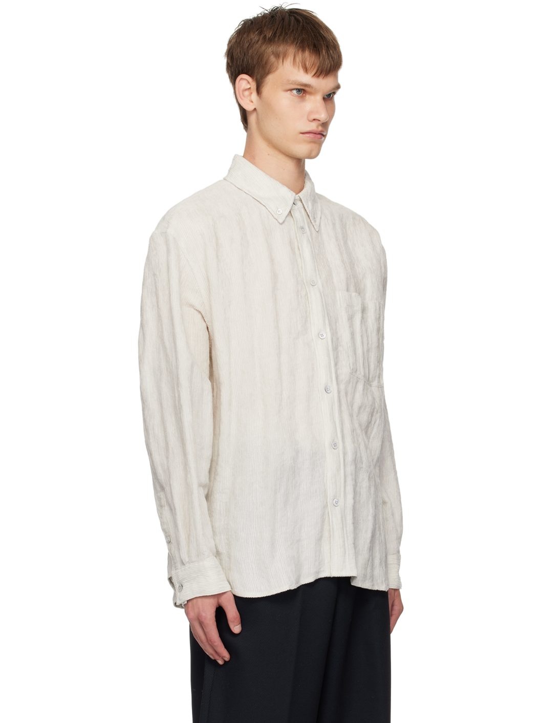 Beige Fancy Corduroy Shirt - 2