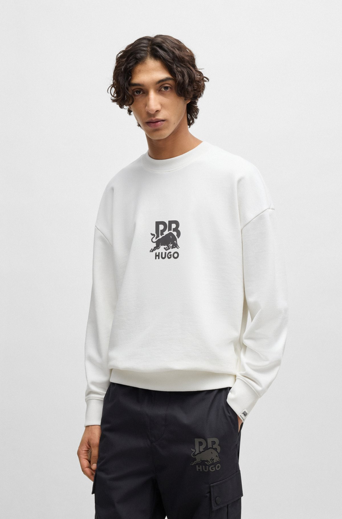 HUGO X RB COTTON-TERRY SWEATSHIRT WITH CARBON STEALTH LOGO - 2