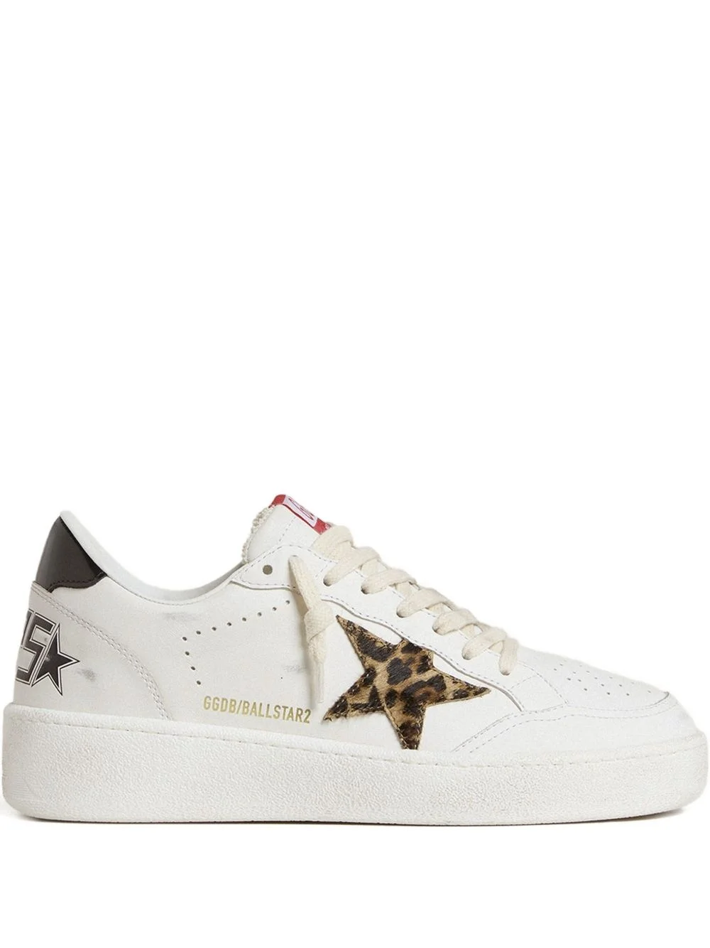 leather leopard-print star sneakers - 1