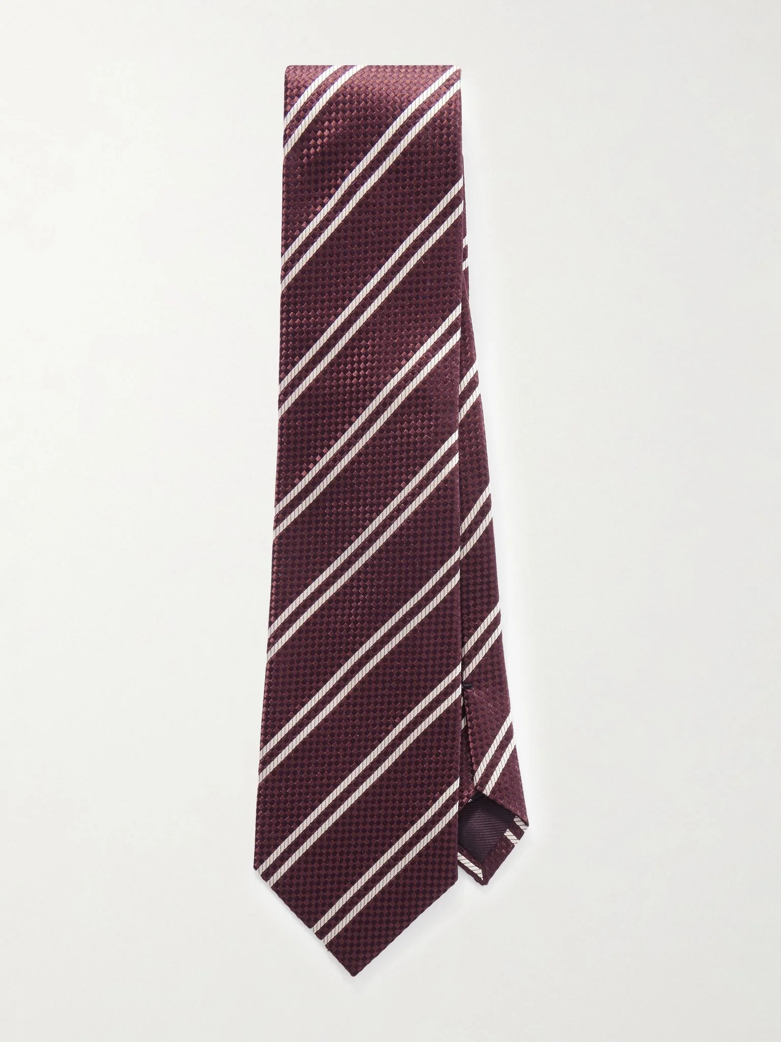 8cm Striped Silk-Jacquard Tie Red - 1