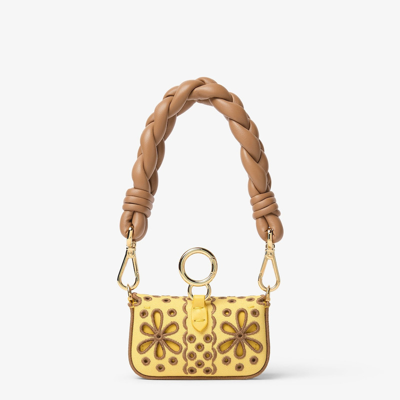 Nano Baguette Maxi Handle Charm Broom yellow openwork canvas charm 3