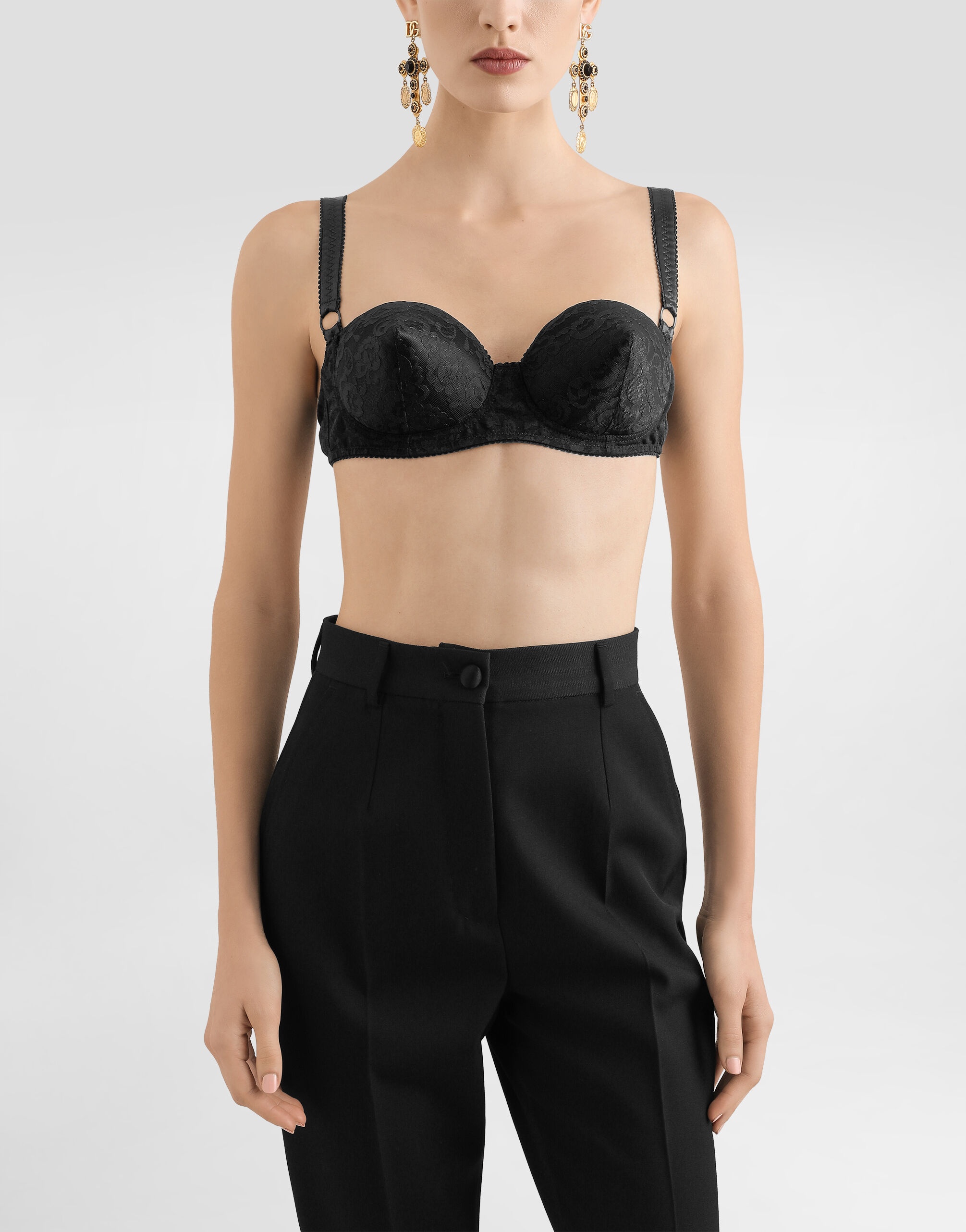 Lace balconette bra with conical cups - 2