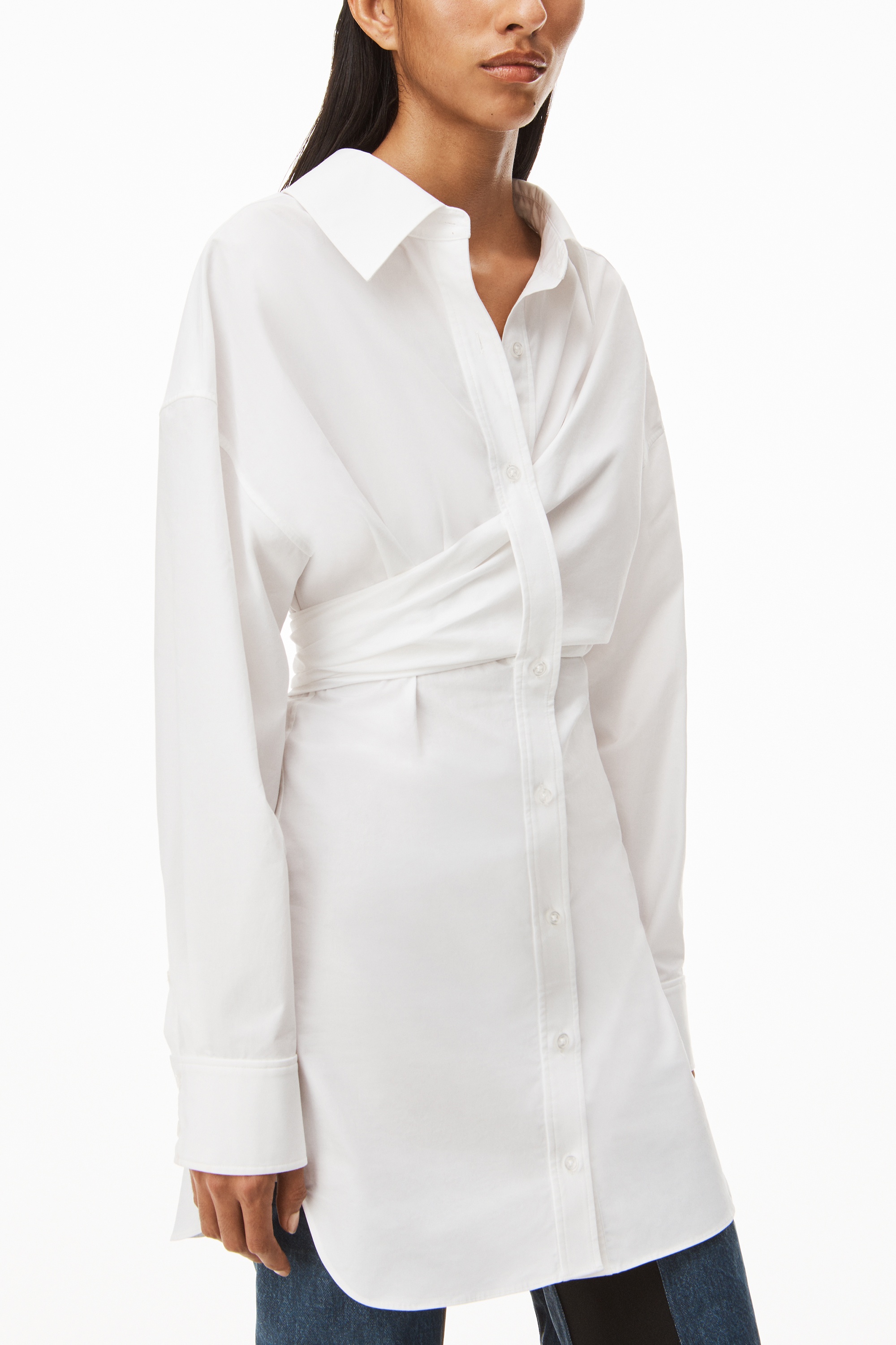 BUTTON UP DRESS IN COMPACT COTTON - 3