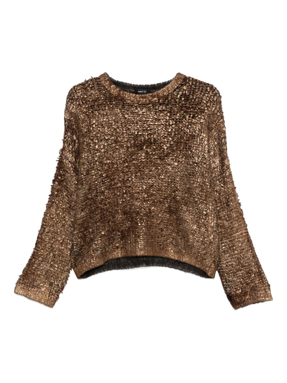 metallic-finish round-neck sweater - 1