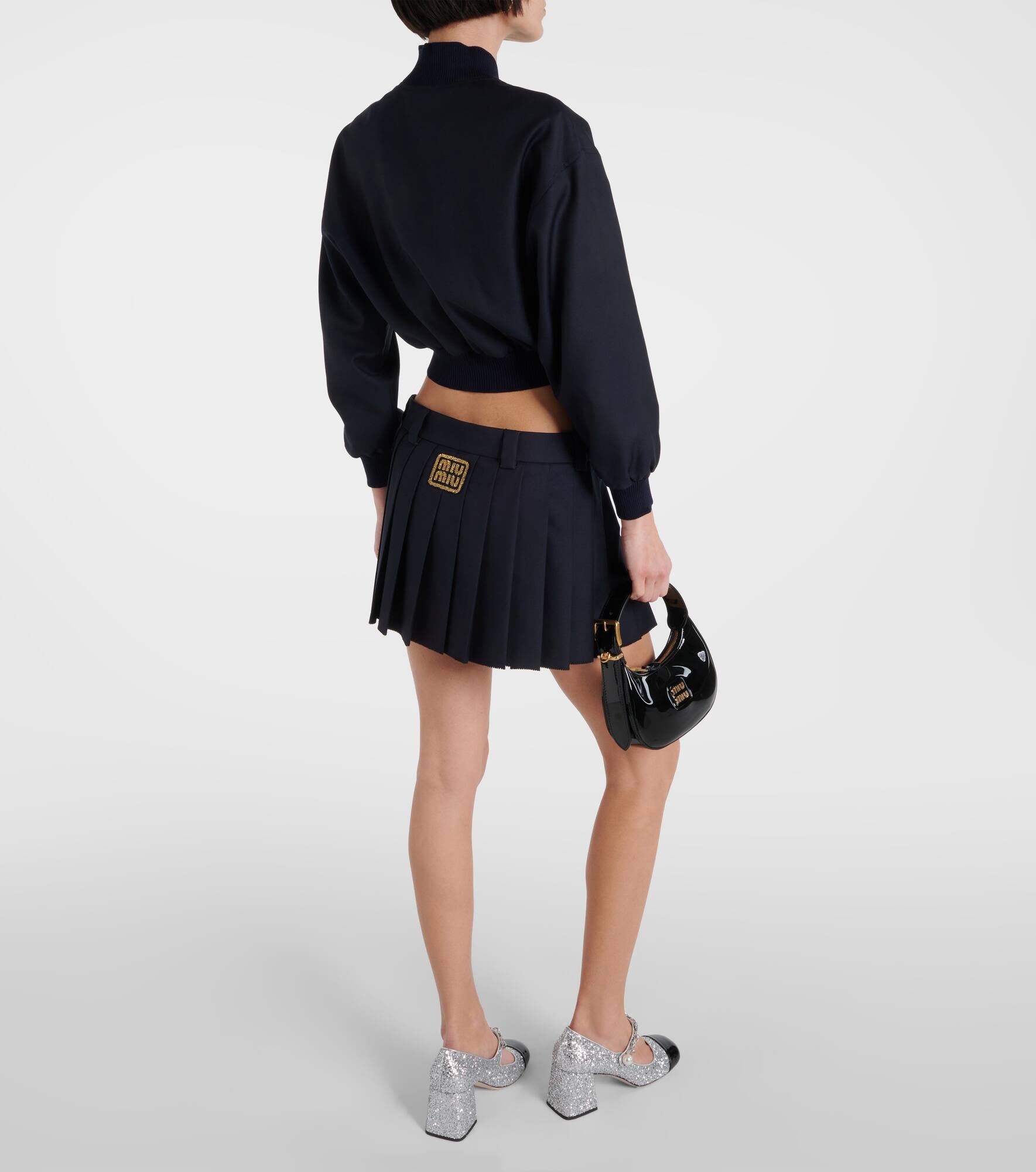 Pleated virgin wool miniskirt - 3