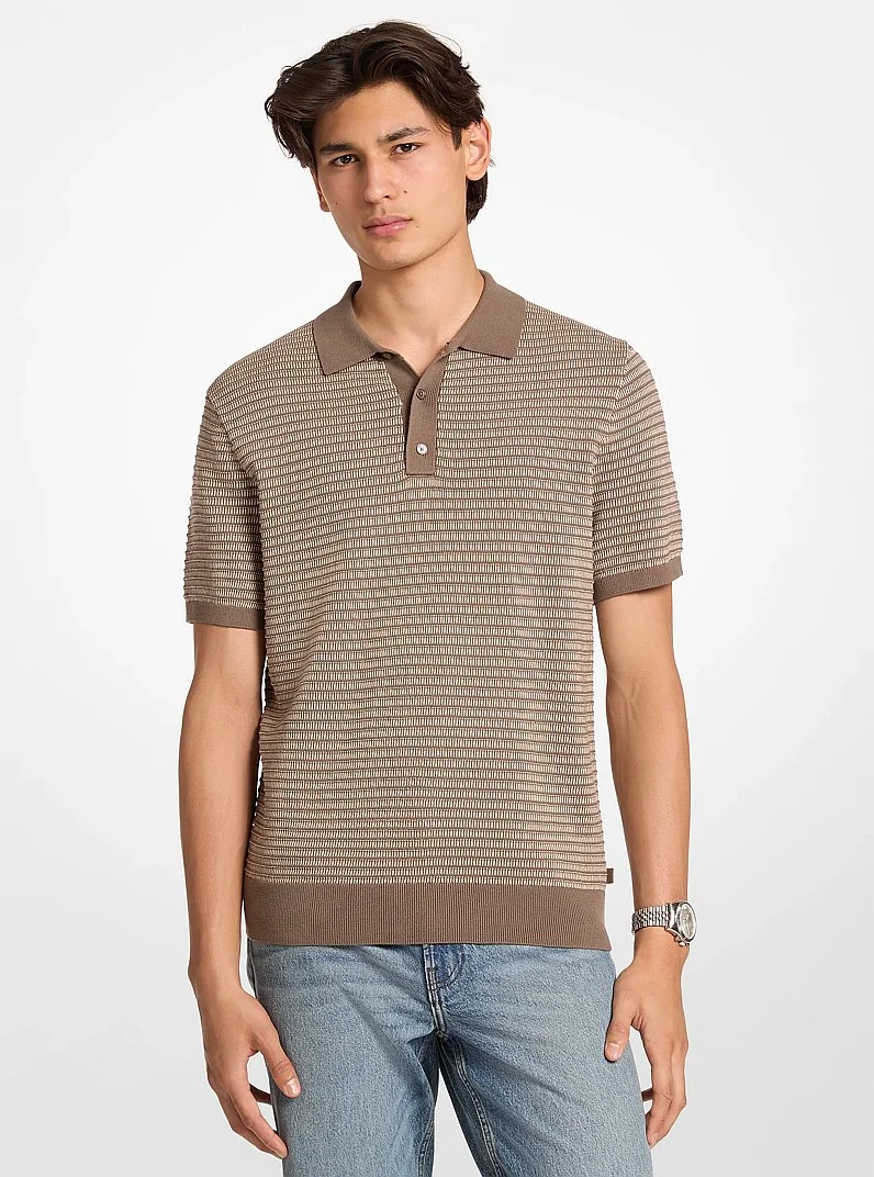Two-Tone Knit Polo Shirt - 1
