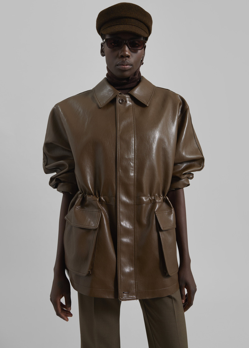 Cassel Faux Leather Jacket - Brown 10