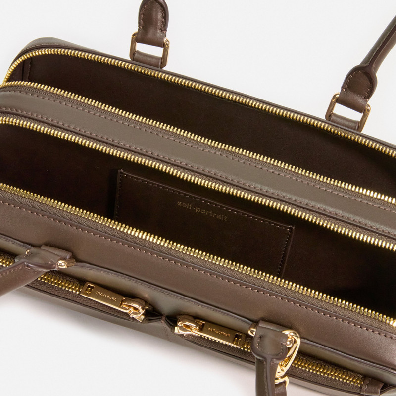 Brown Leather Baguette Shoulder Bag With Charm 4