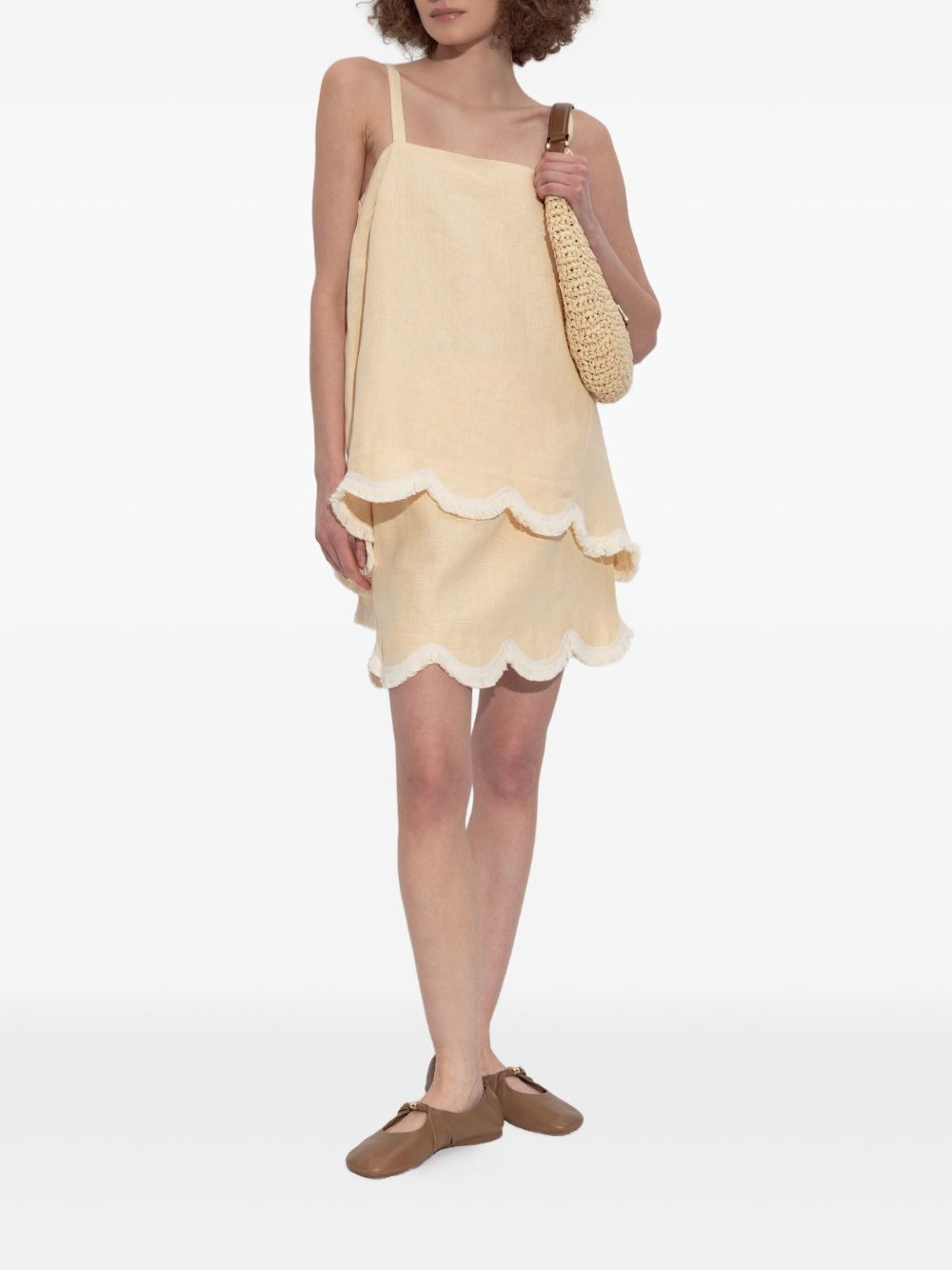 scalloped-hem fringed mini A-line skirt - 2