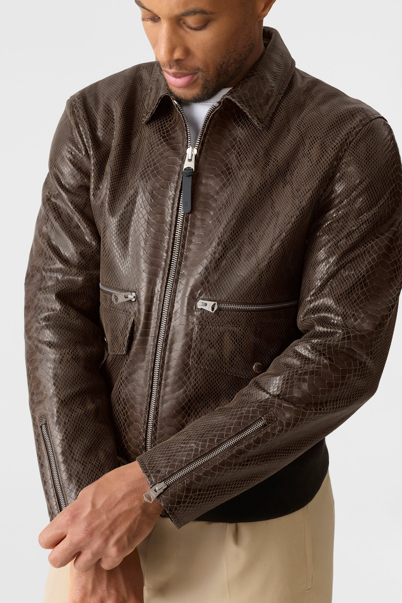 JAKARI-SNK Snake Pattern Leather Zip Jacket 7
